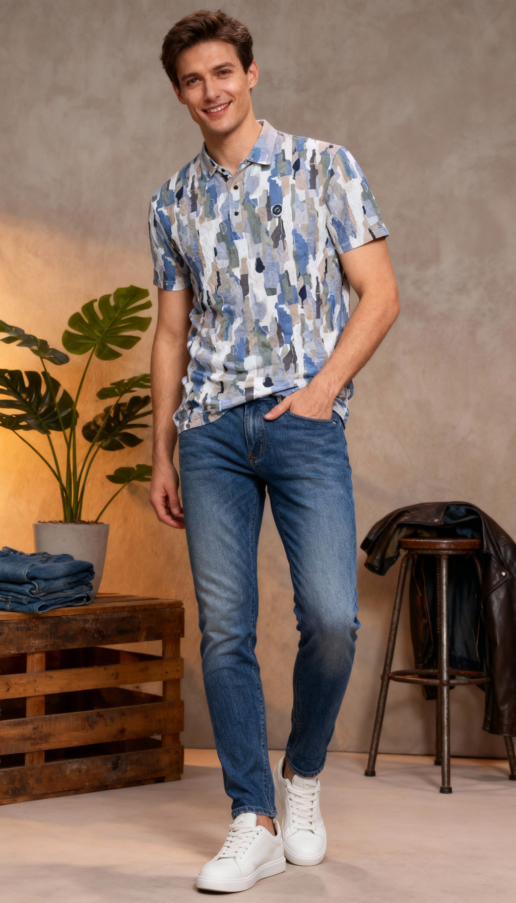 Fancy Printed Design Polo Men's T-Shirt