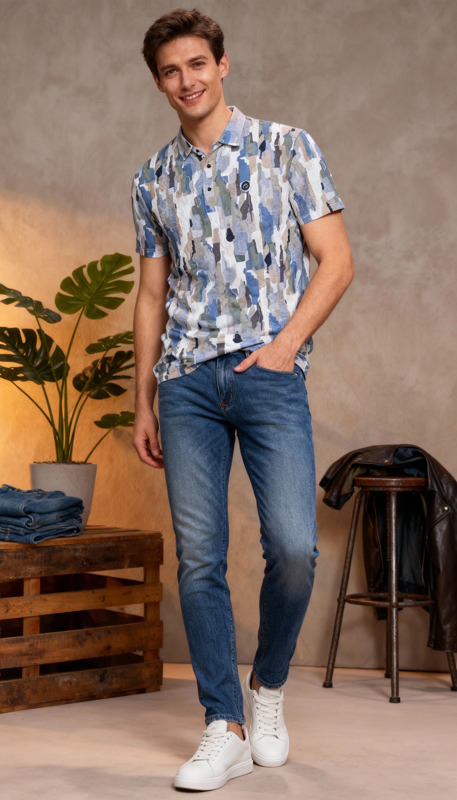 Fancy Printed Design Polo Men's T-Shirt