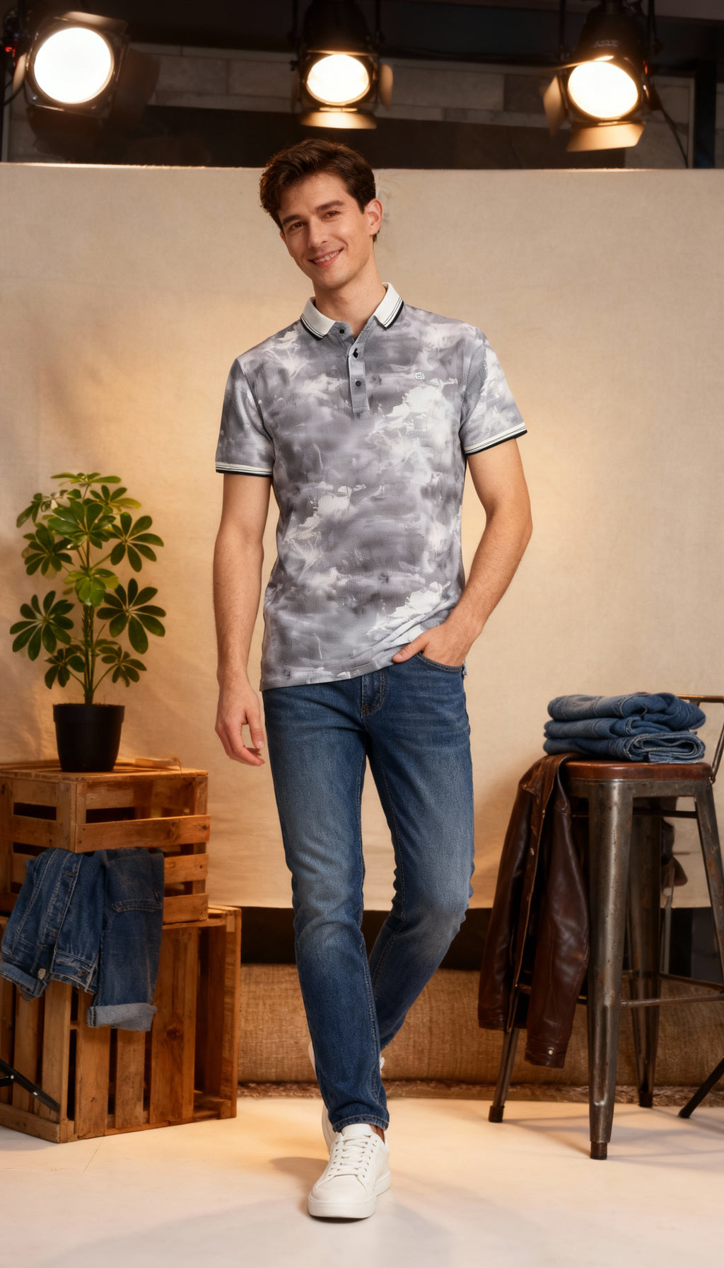 Self Printed Men's Polo T-Shirt