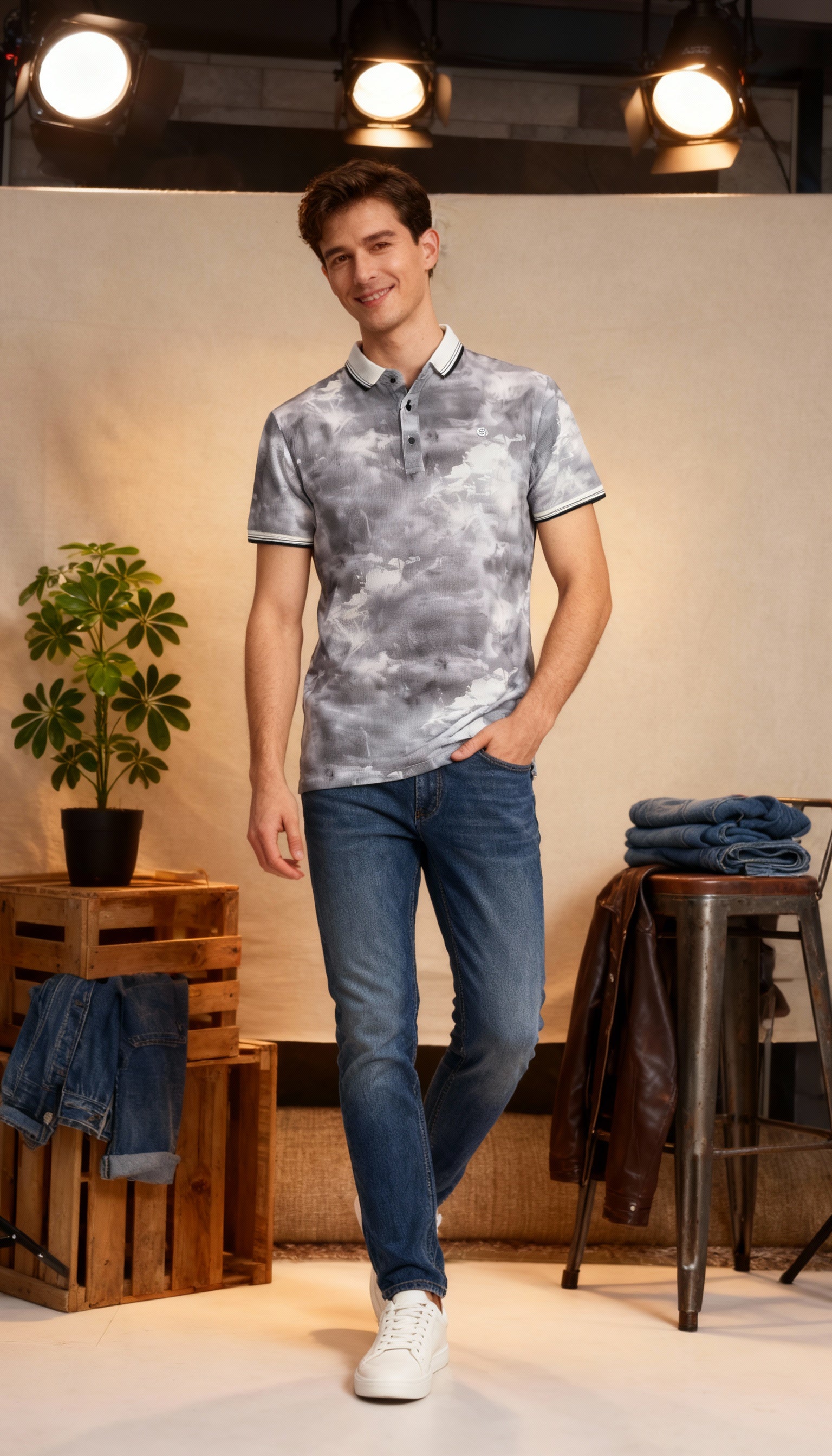 Self Printed Men's Polo T-Shirt