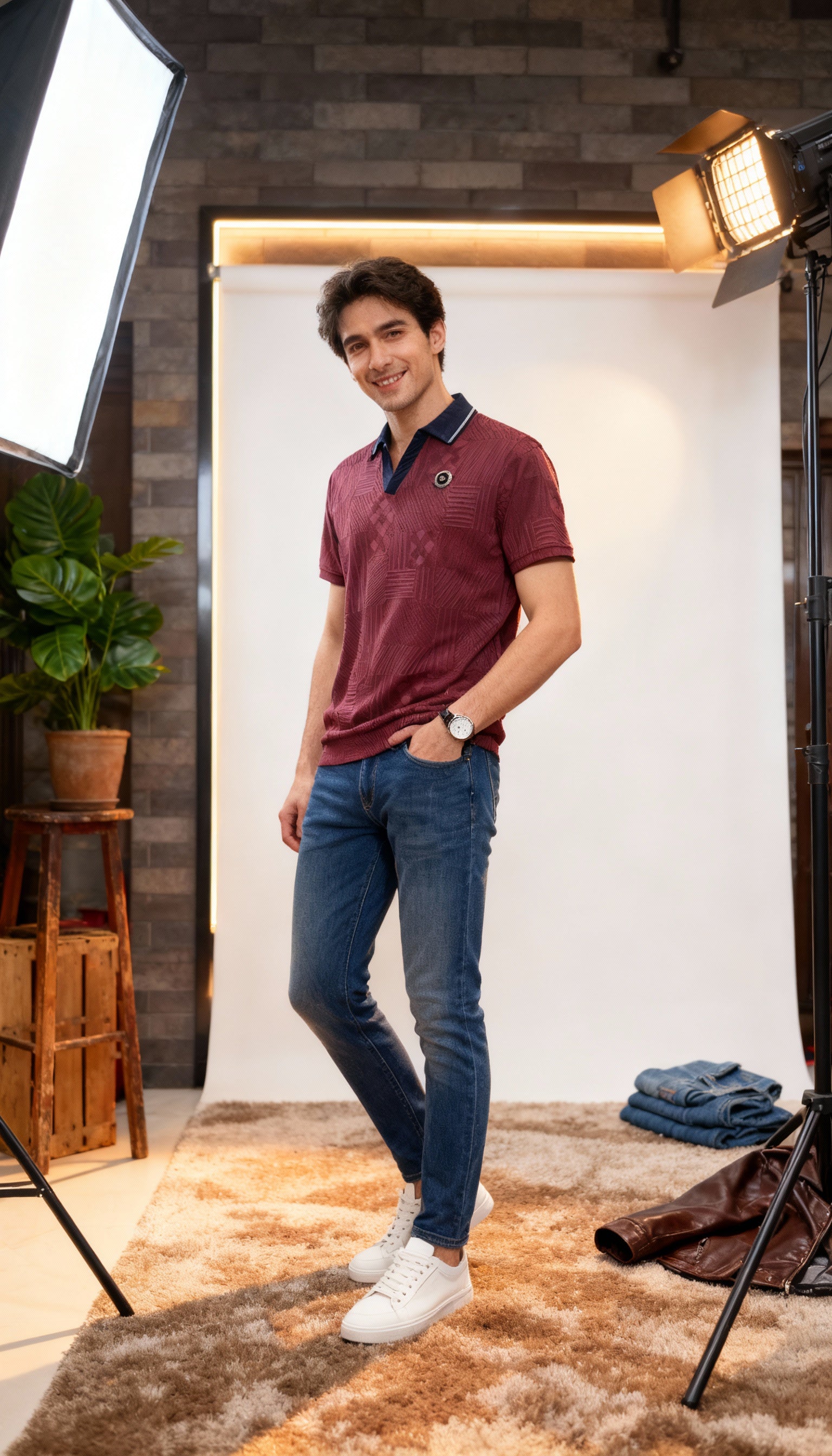 Self Printed Men's Polo T-Shirt