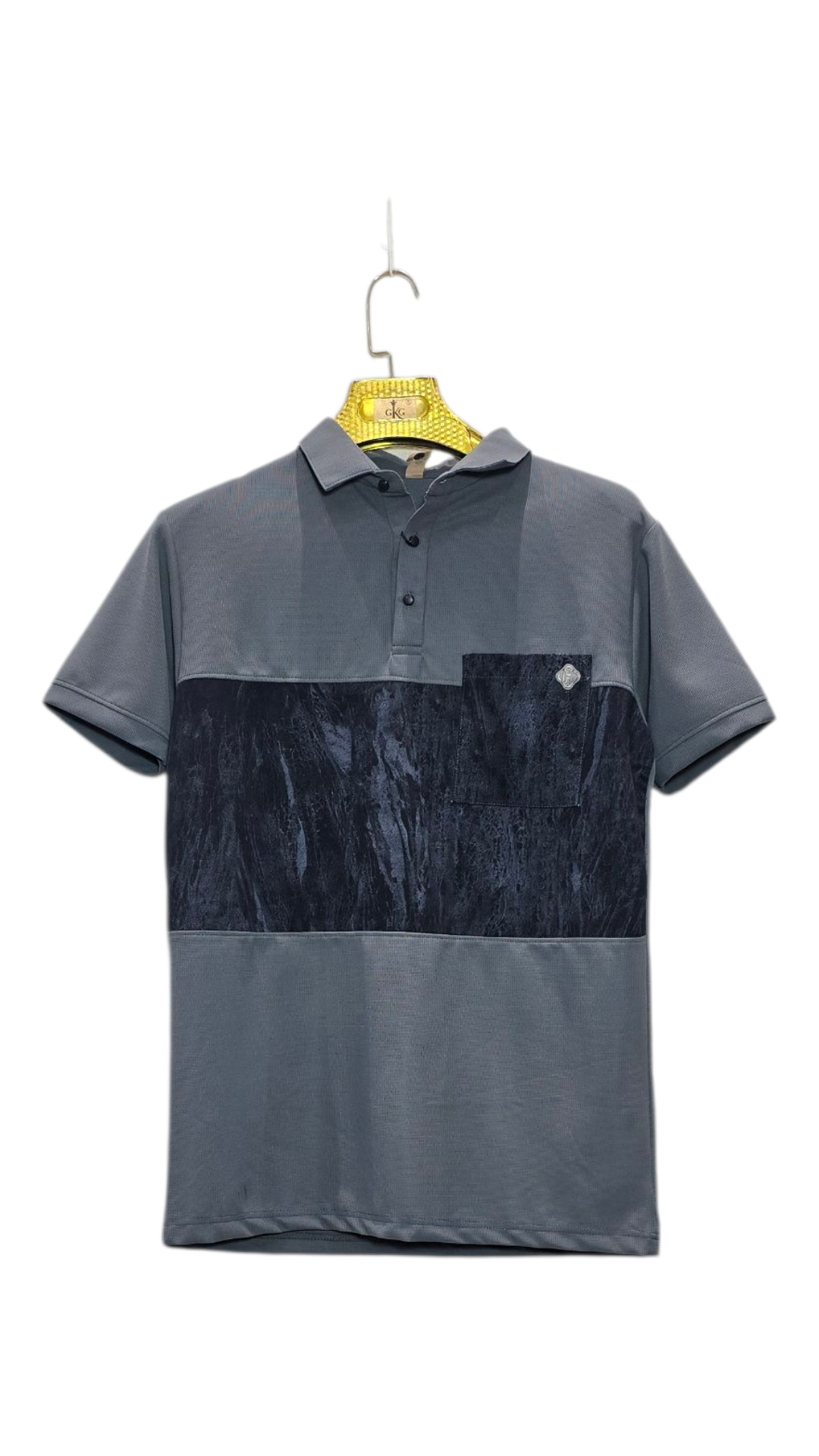 Self Printed Men's Polo T-Shirt With Designed Pocket