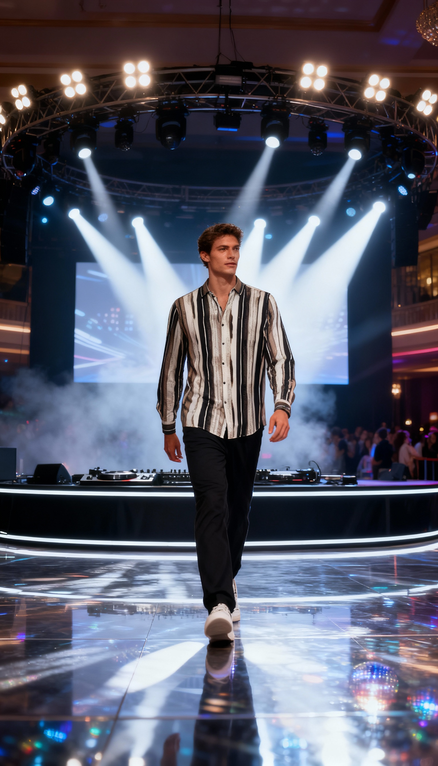 Korean Style Fancy Lining Design Men's Shirt