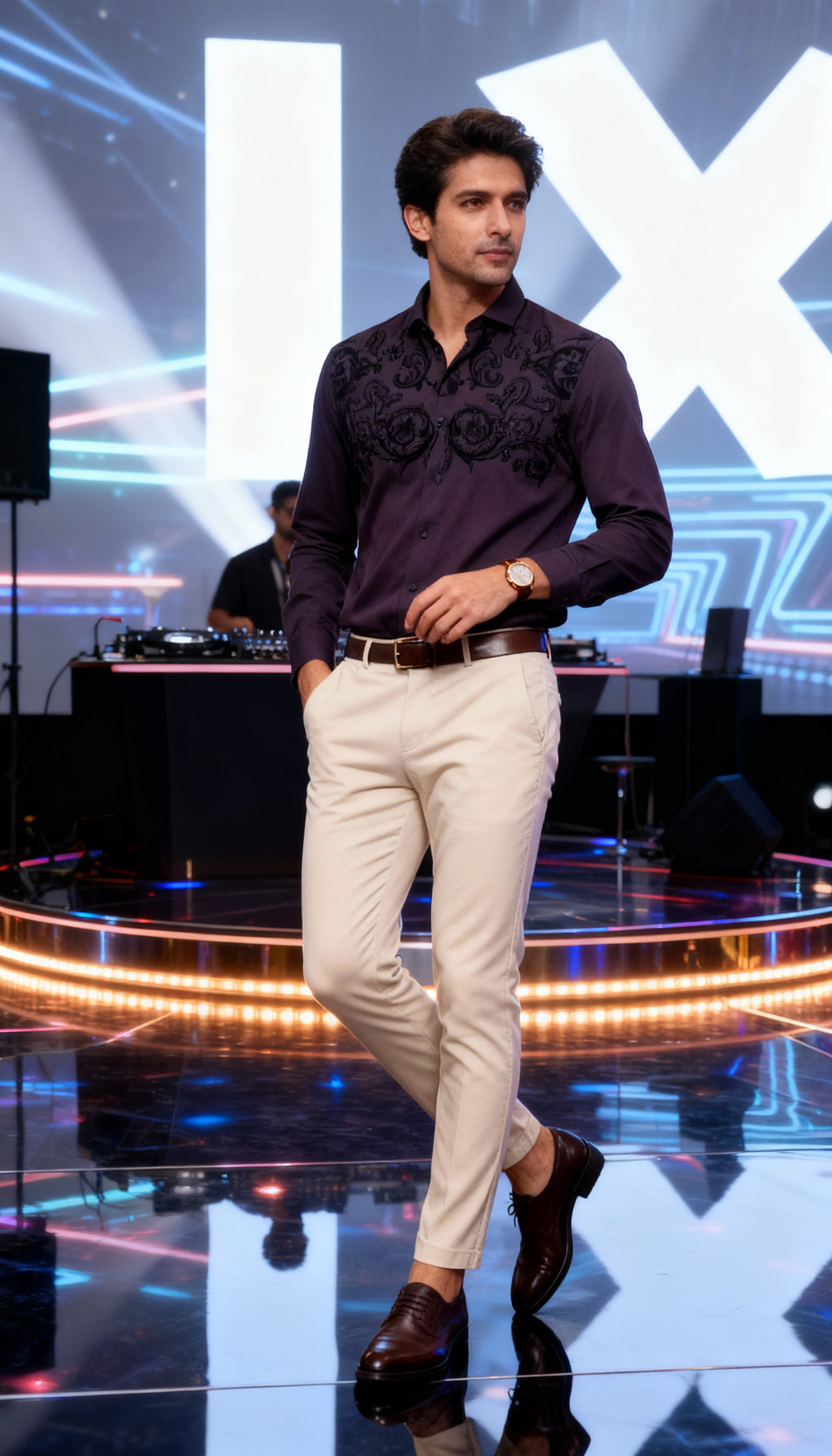 Self Design Premium Club Wear Sequin Men's Shirt