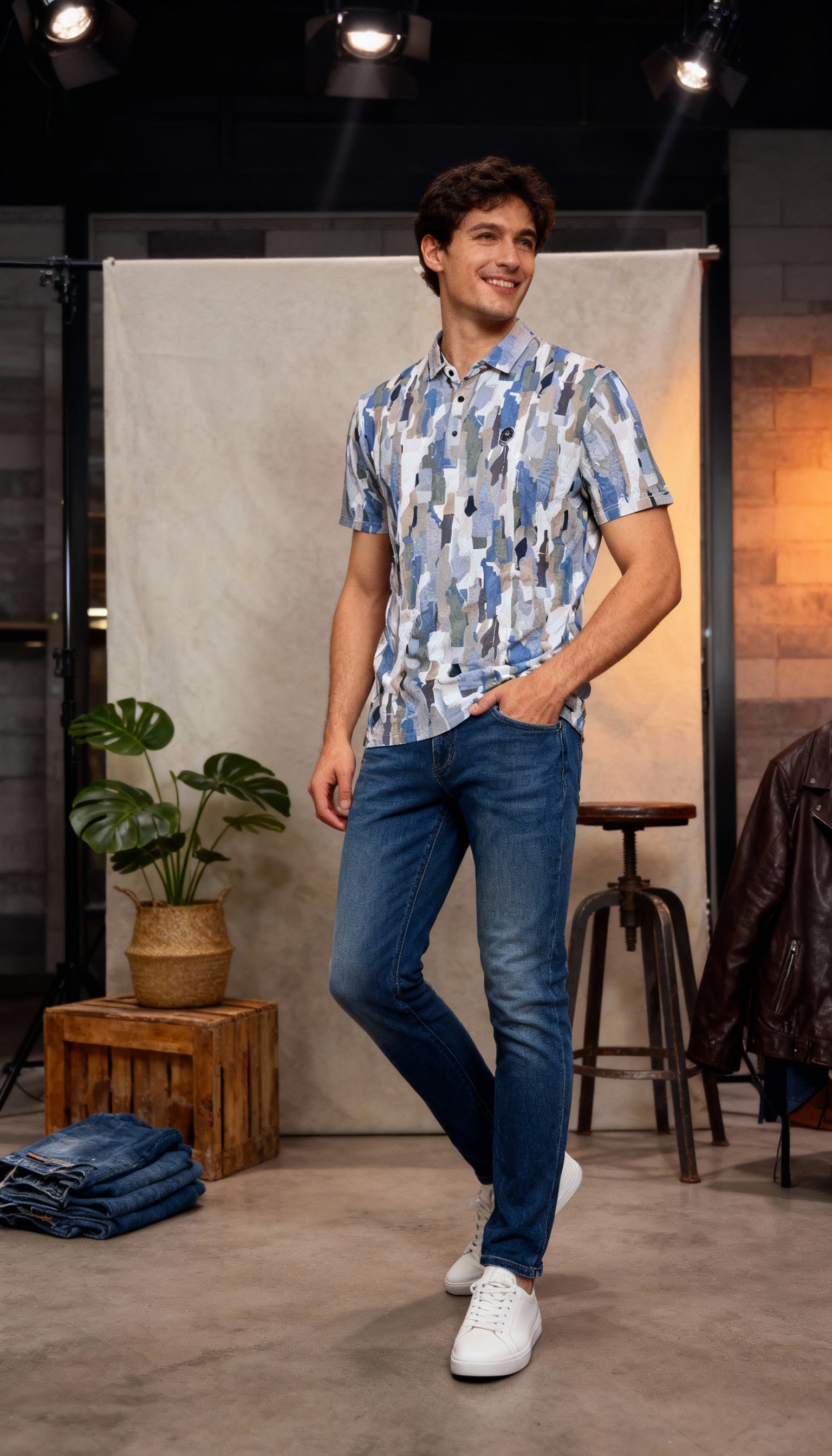 Fancy Printed Design Polo Men's T-Shirt