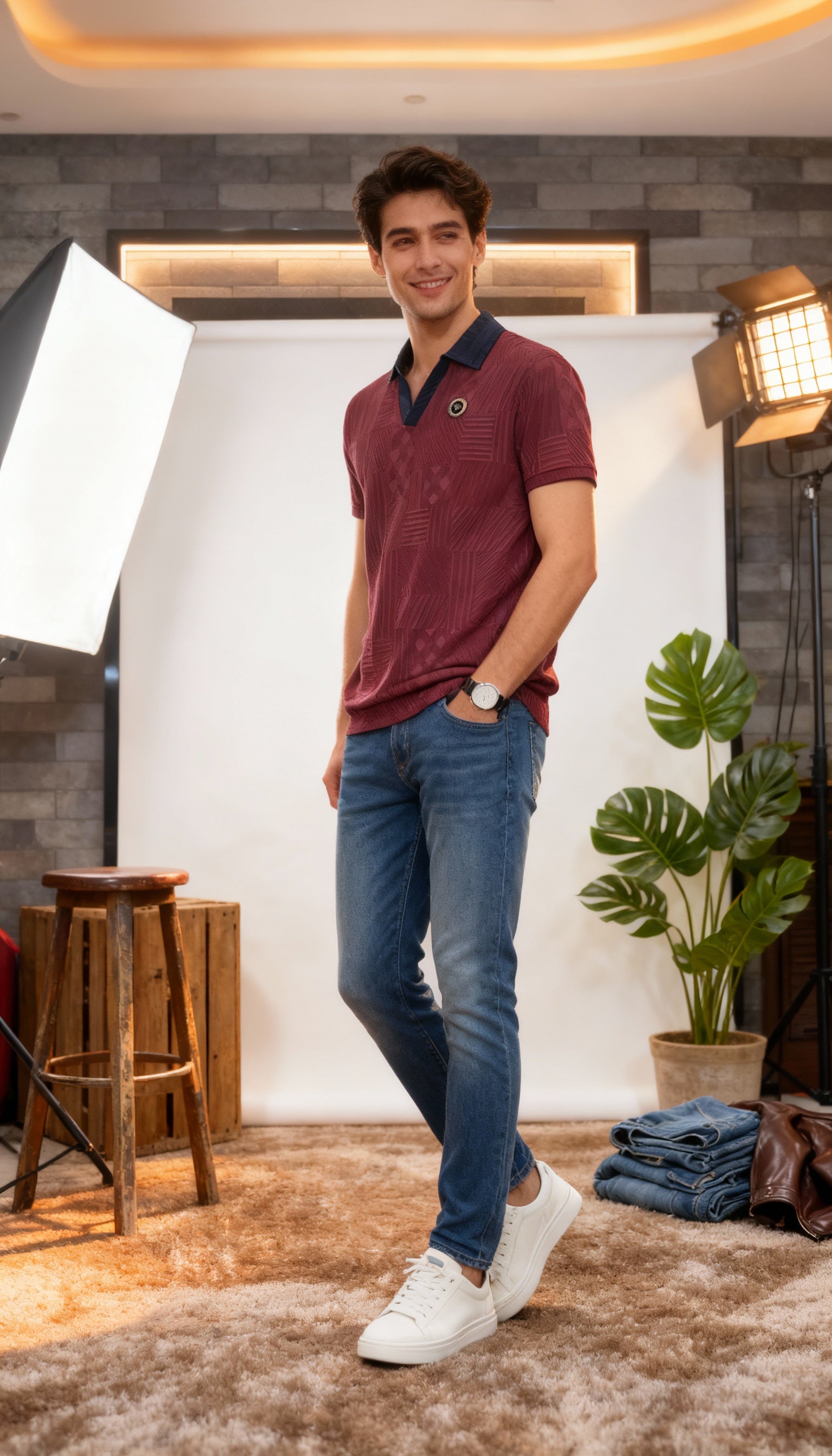 Self Printed Men's Polo T-Shirt