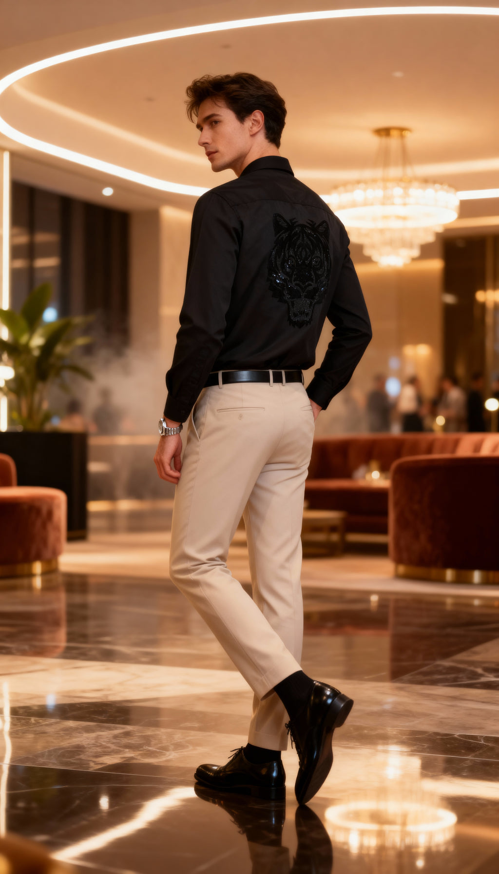 Self Design Premium Club Wear Sequin Men's Shirt