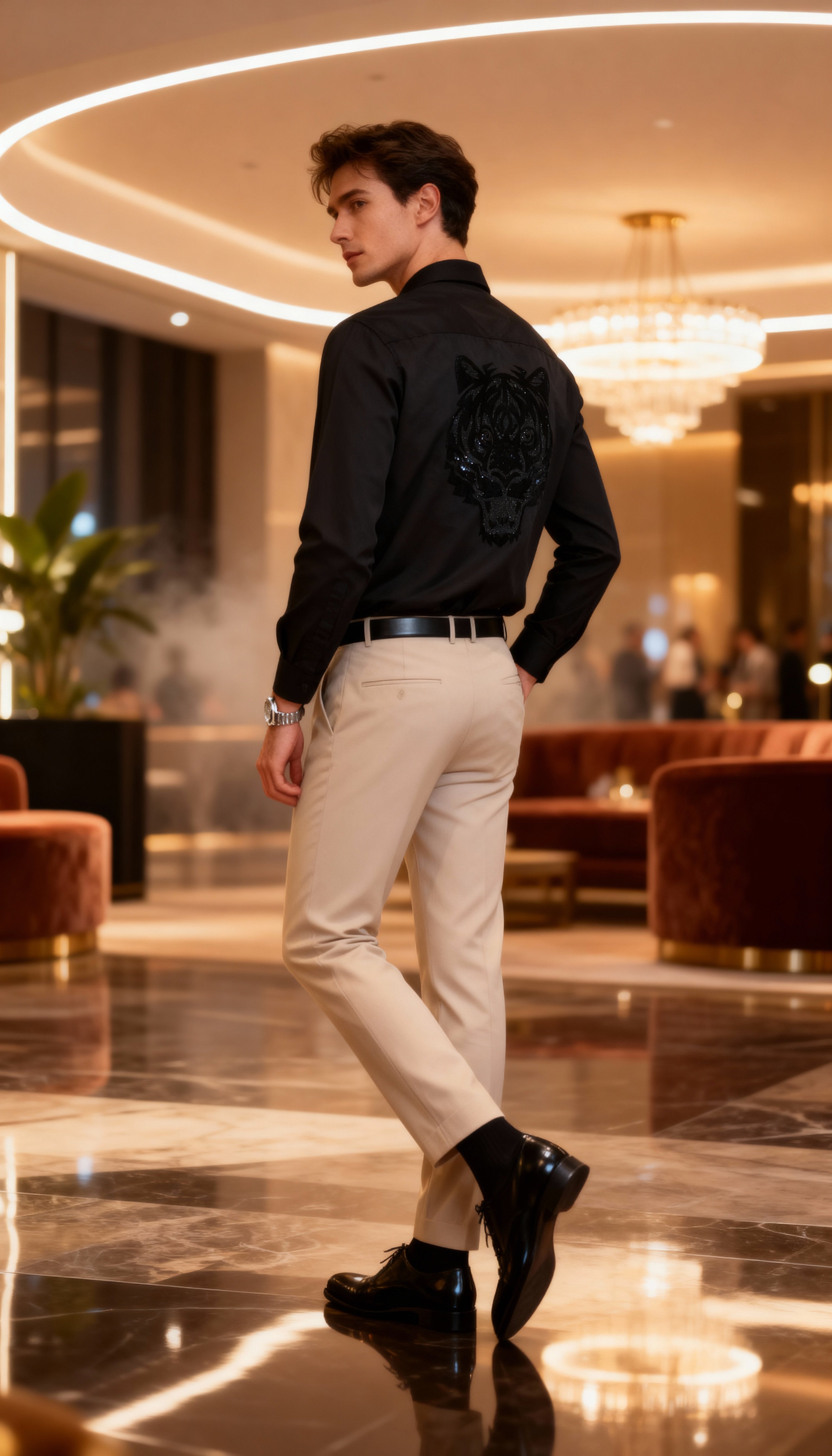 Self Design Premium Club Wear Sequin Men's Shirt