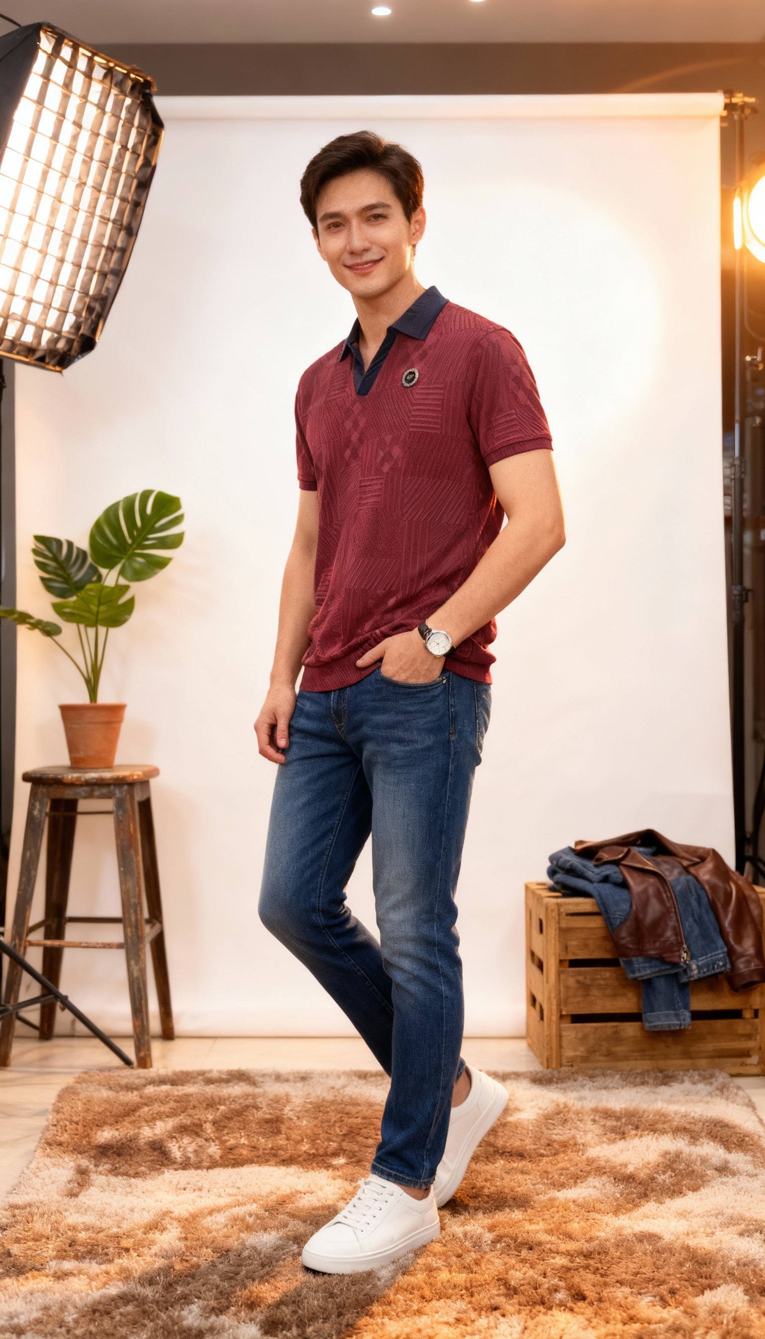 Self Printed Men's Polo T-Shirt