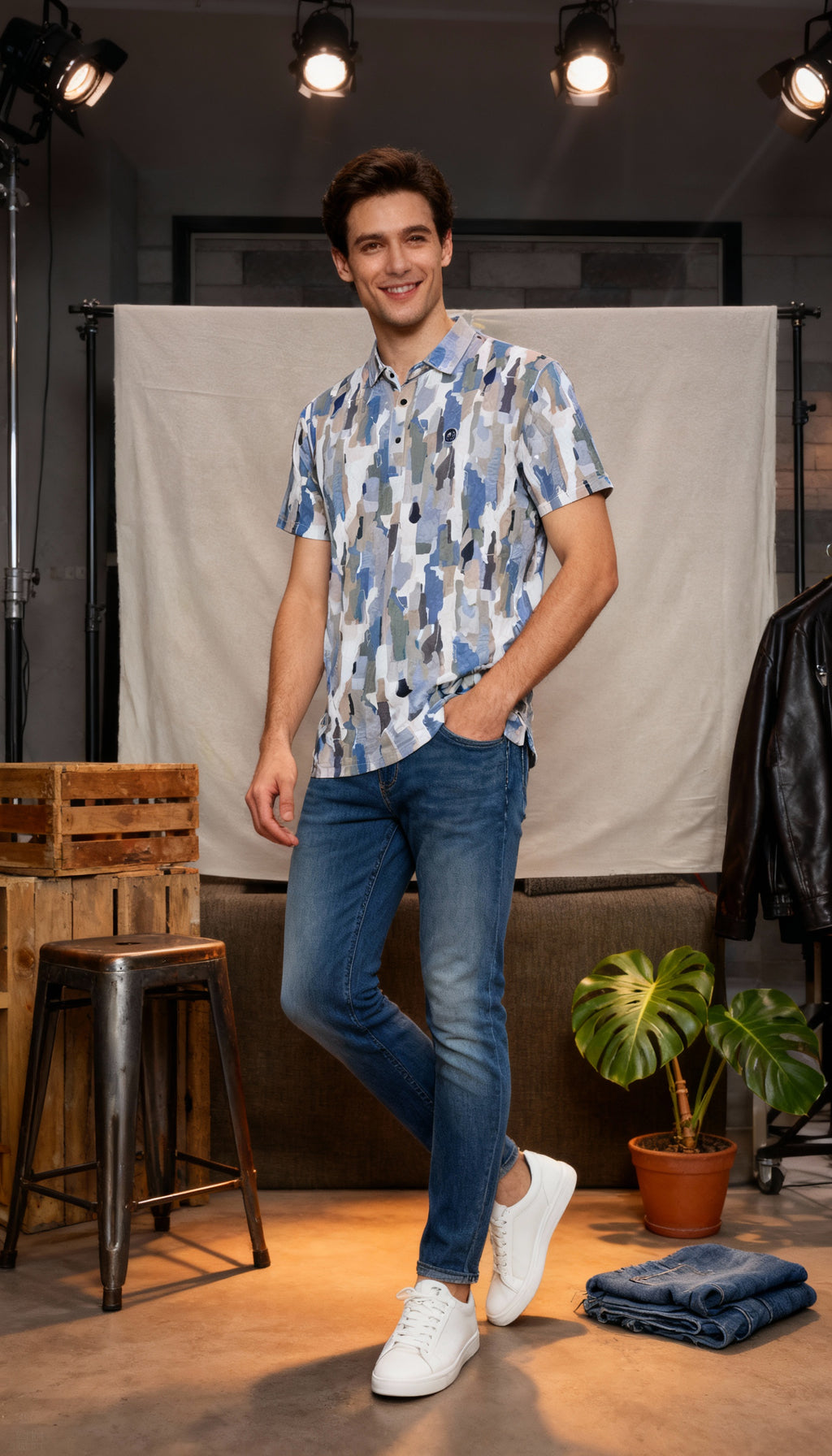 Fancy Printed Design Polo Men's T-Shirt