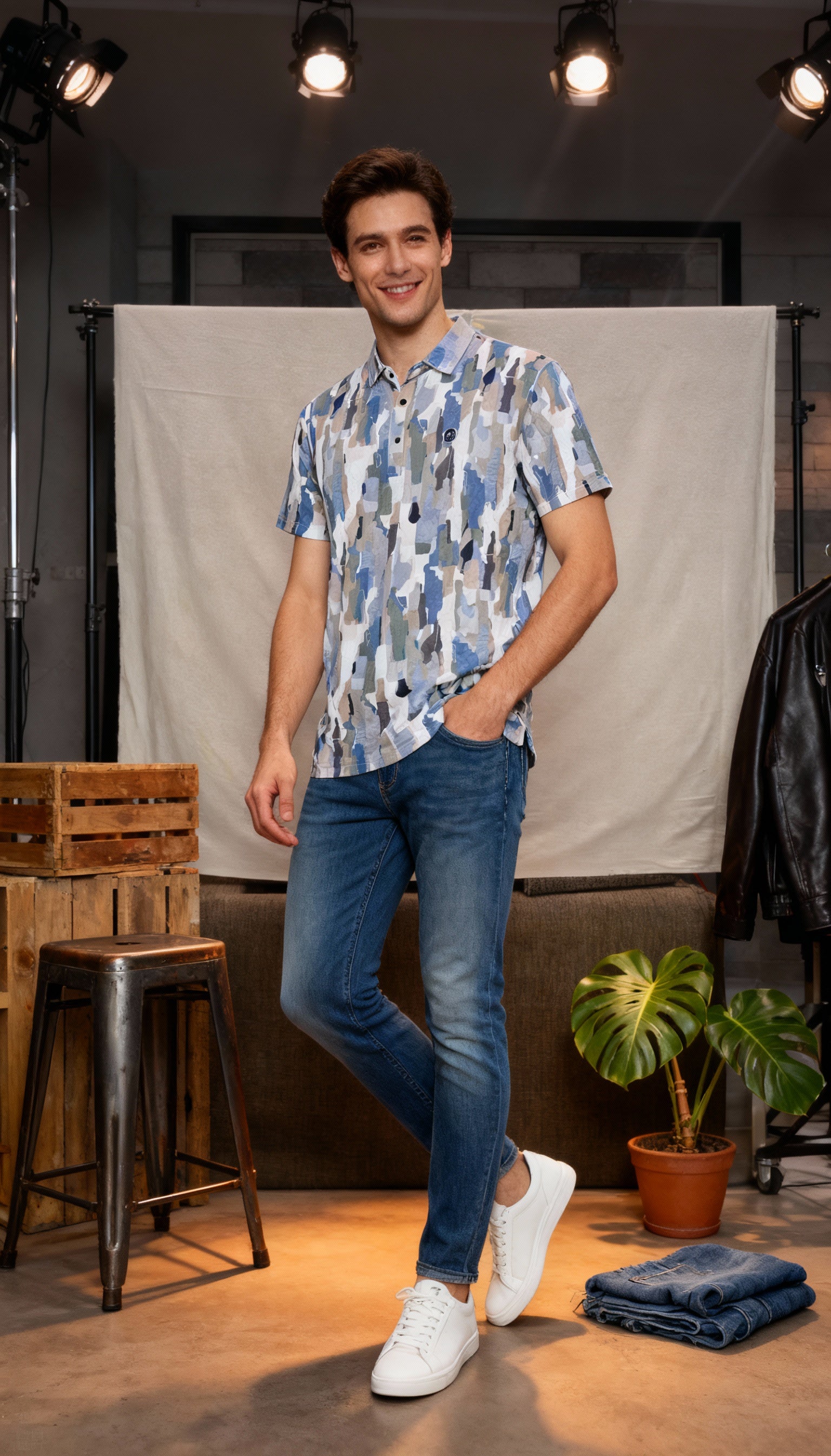 Fancy Printed Design Polo Men's T-Shirt