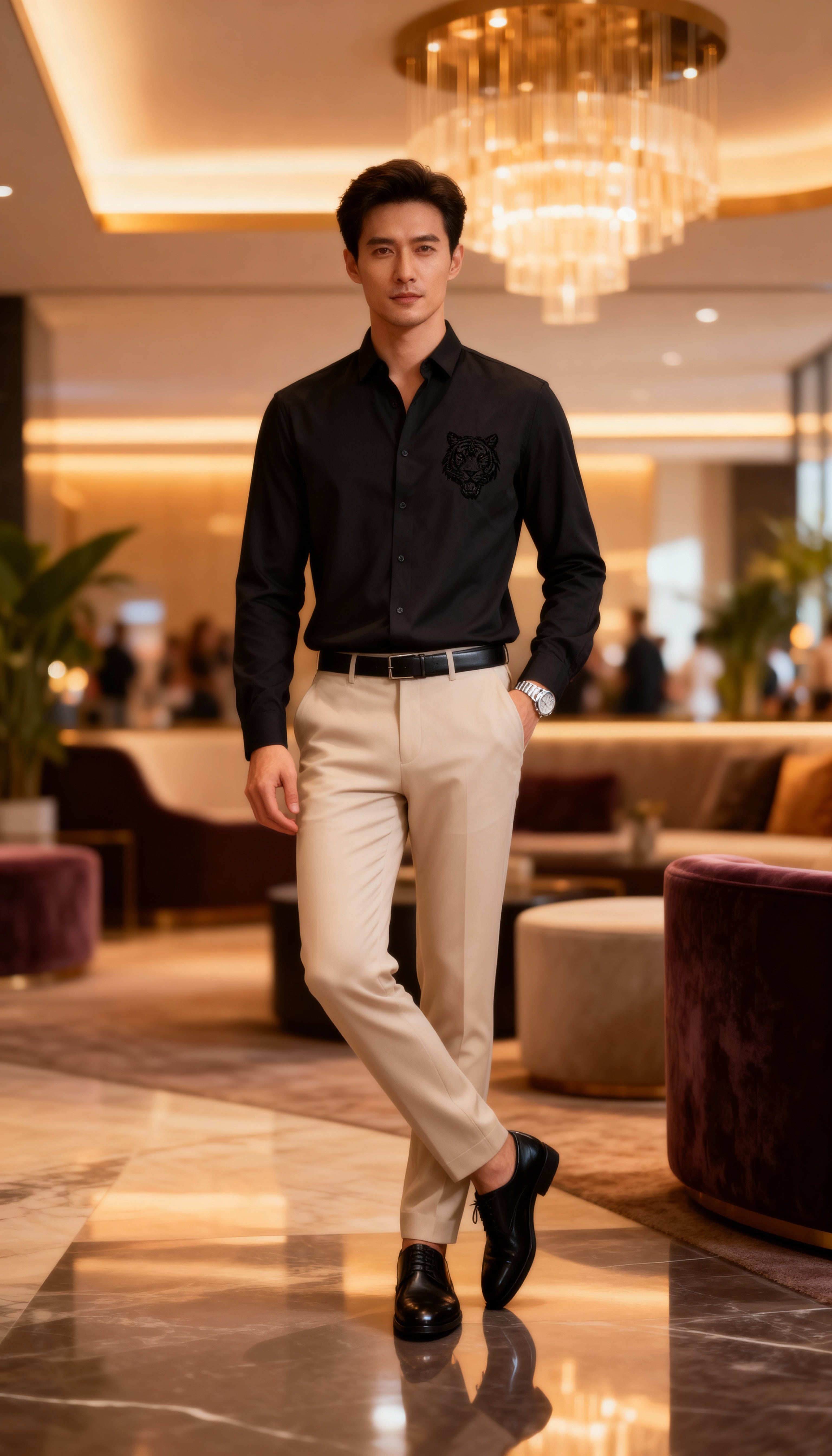 Self Design Premium Club Wear Sequin Men's Shirt