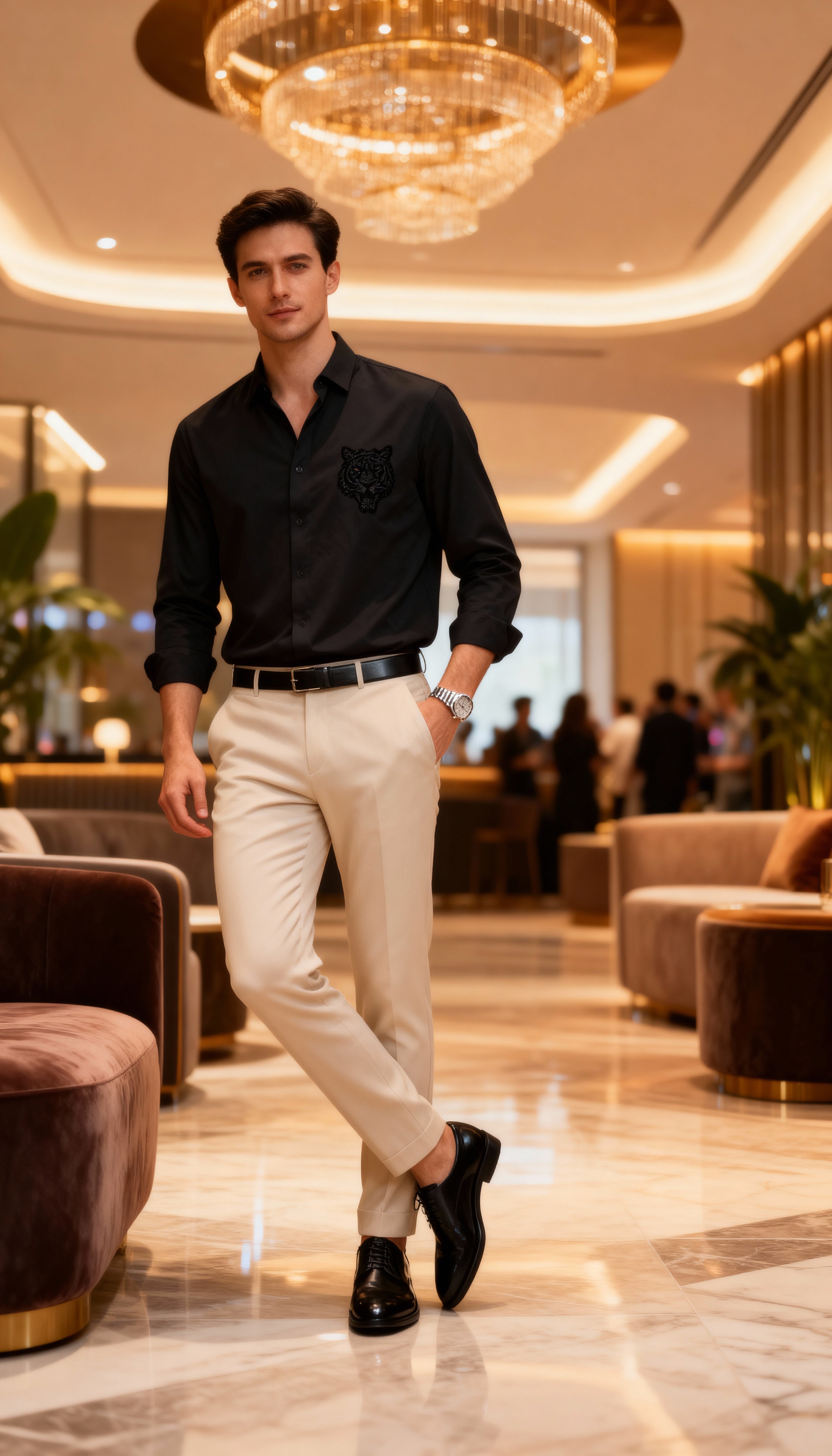 Self Design Premium Club Wear Sequin Men's Shirt