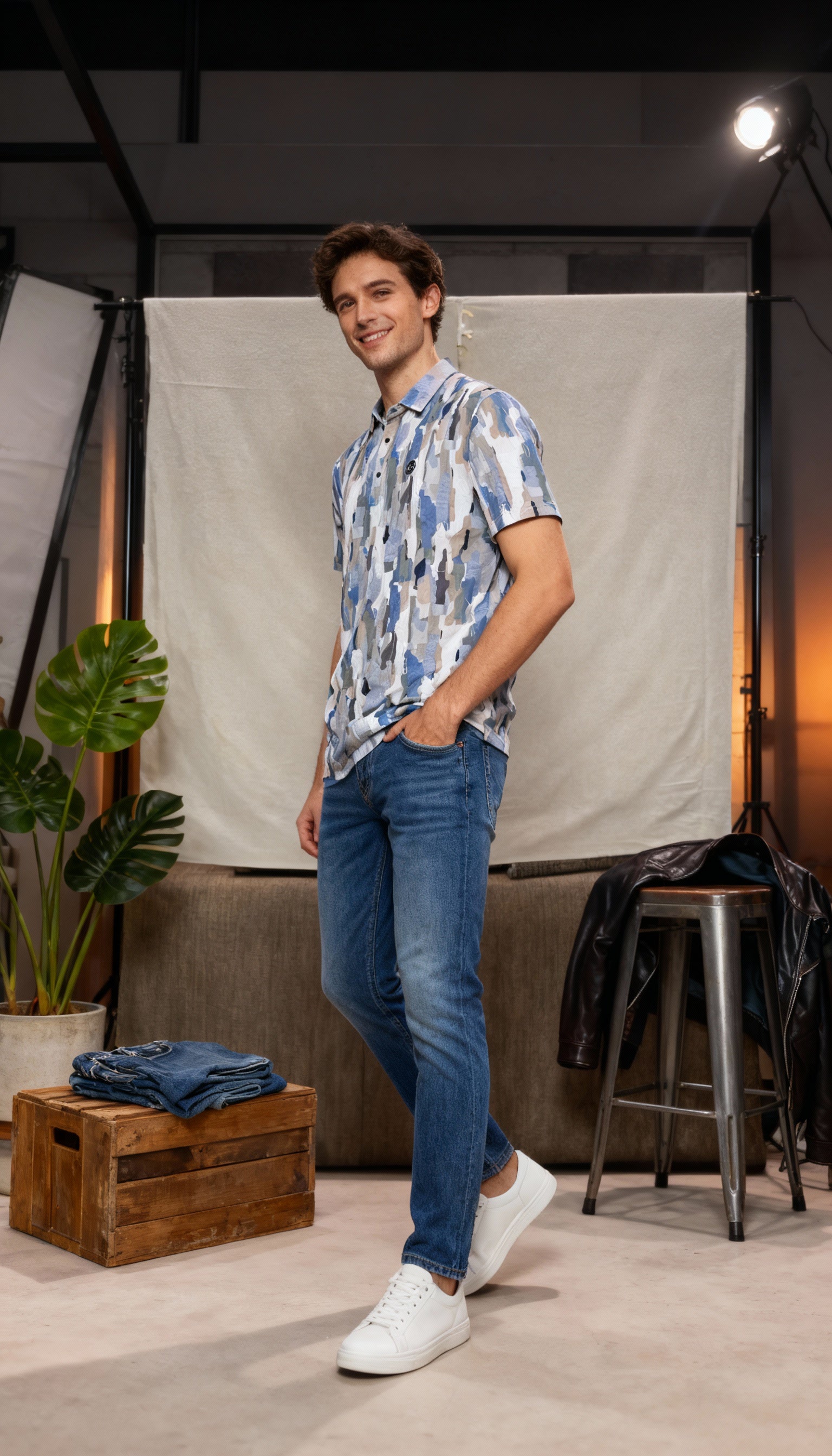 Fancy Printed Design Polo Men's T-Shirt