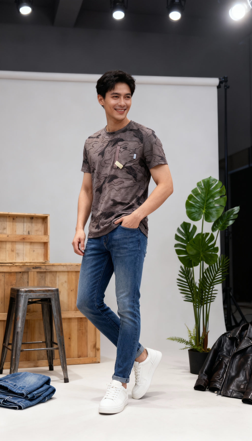 Self Printed Men's T-Shirt With Designed Pocket