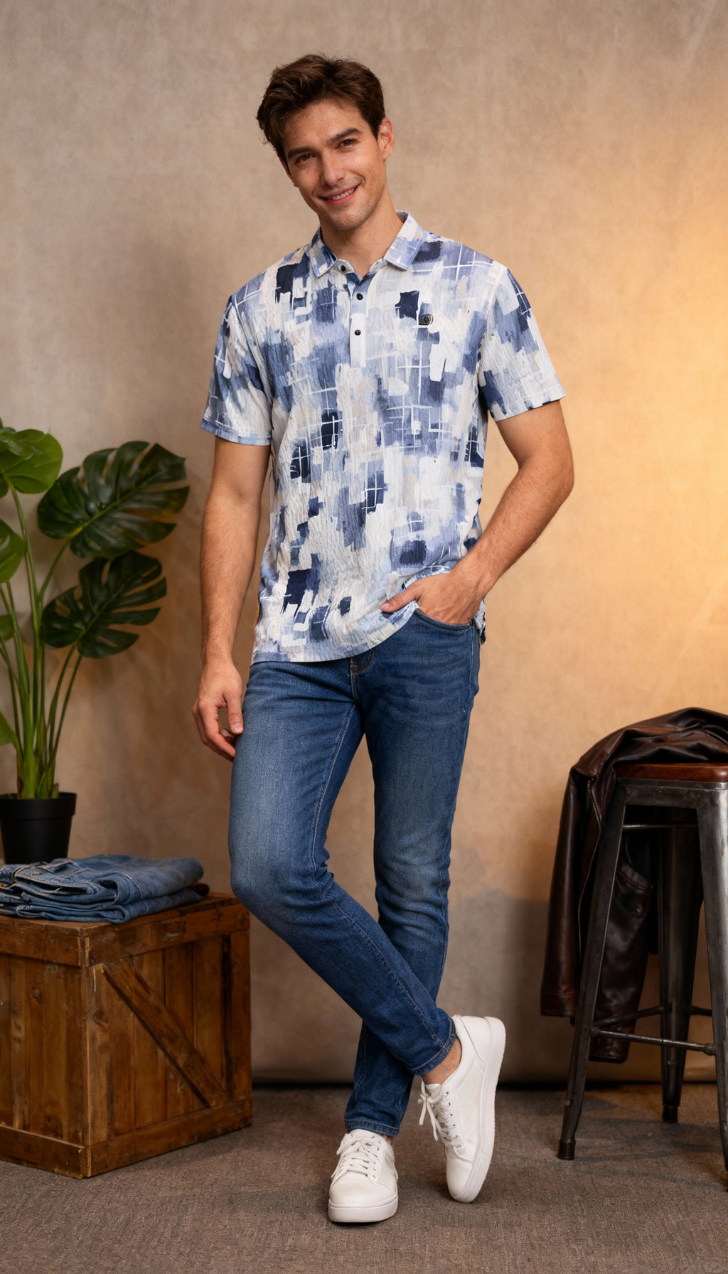 Fancy Printed Design Polo Men's T-Shirt