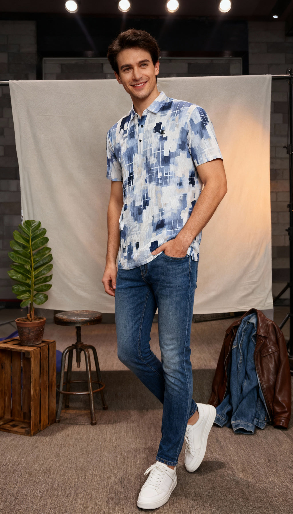 Fancy Printed Design Polo Men's T-Shirt