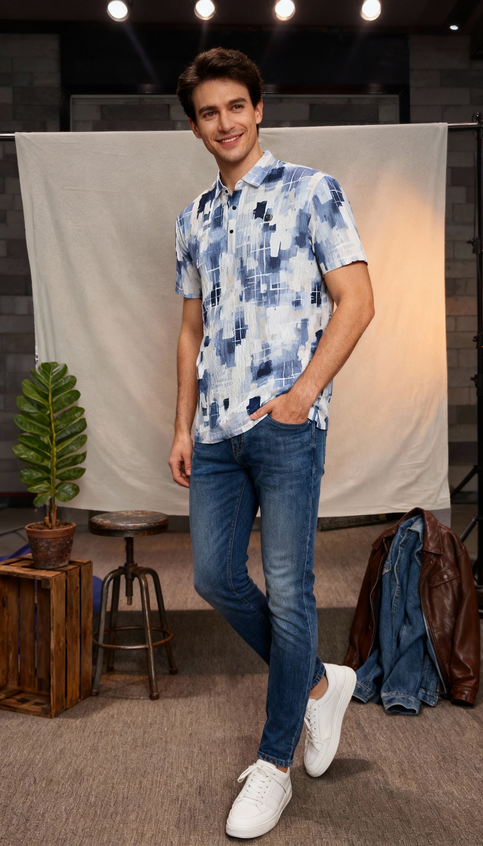 Fancy Printed Design Polo Men's T-Shirt