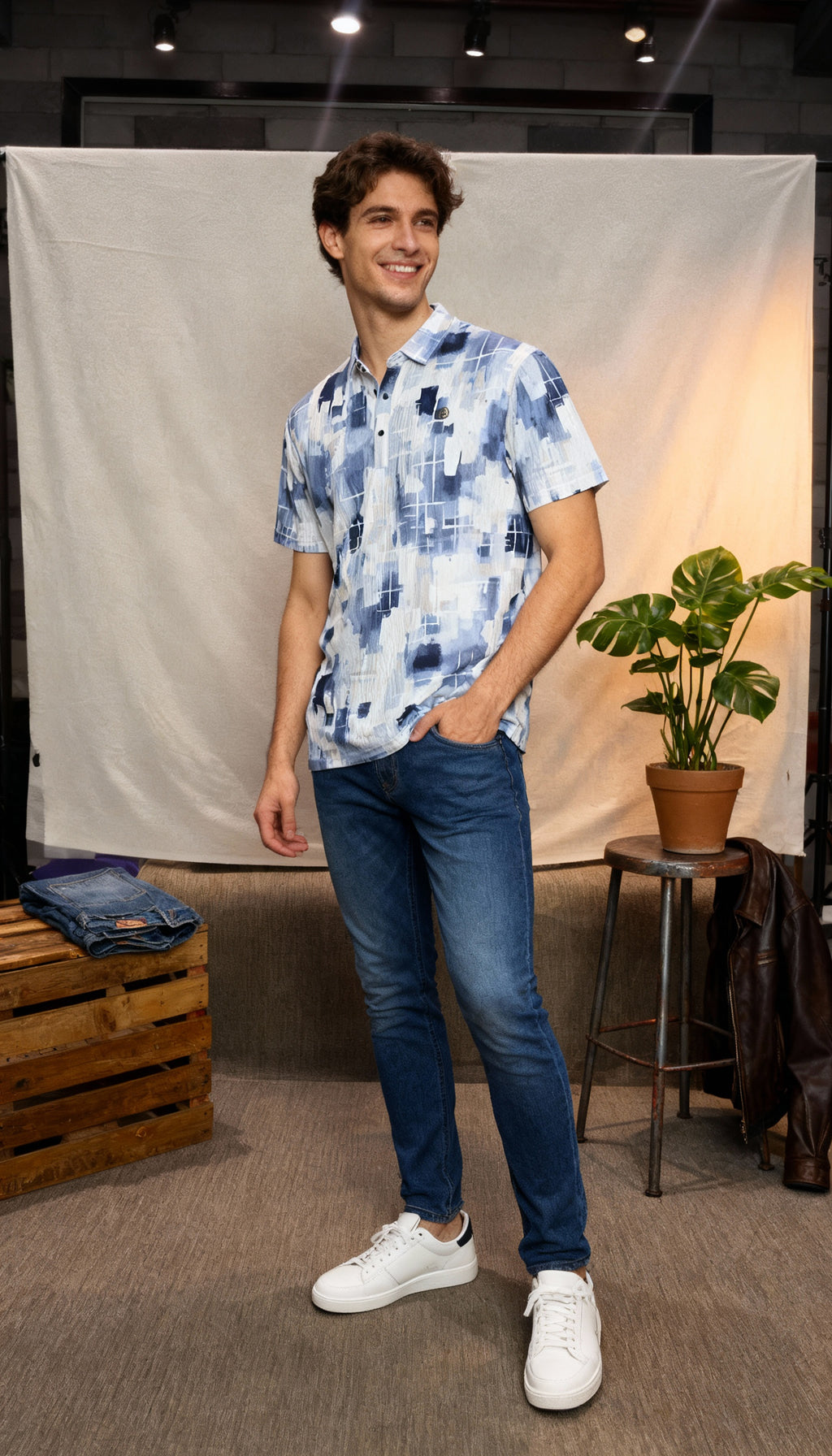 Fancy Printed Design Polo Men's T-Shirt