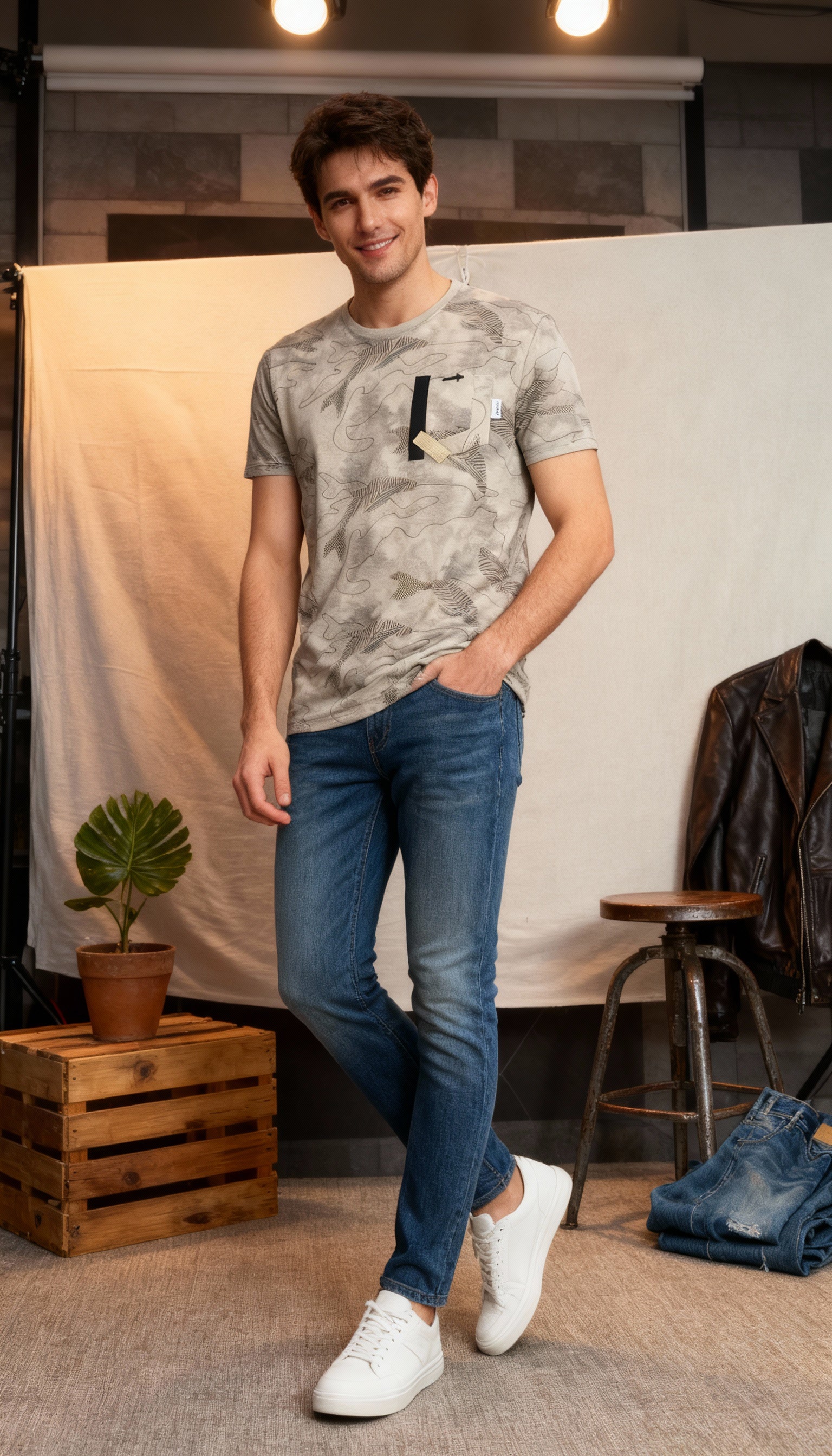 Self Printed Men's T-Shirt With Designed Pocket