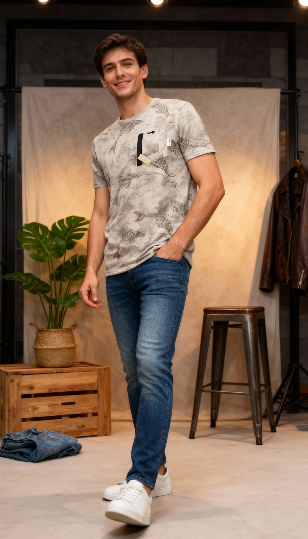 Self Printed Men's T-Shirt With Designed Pocket