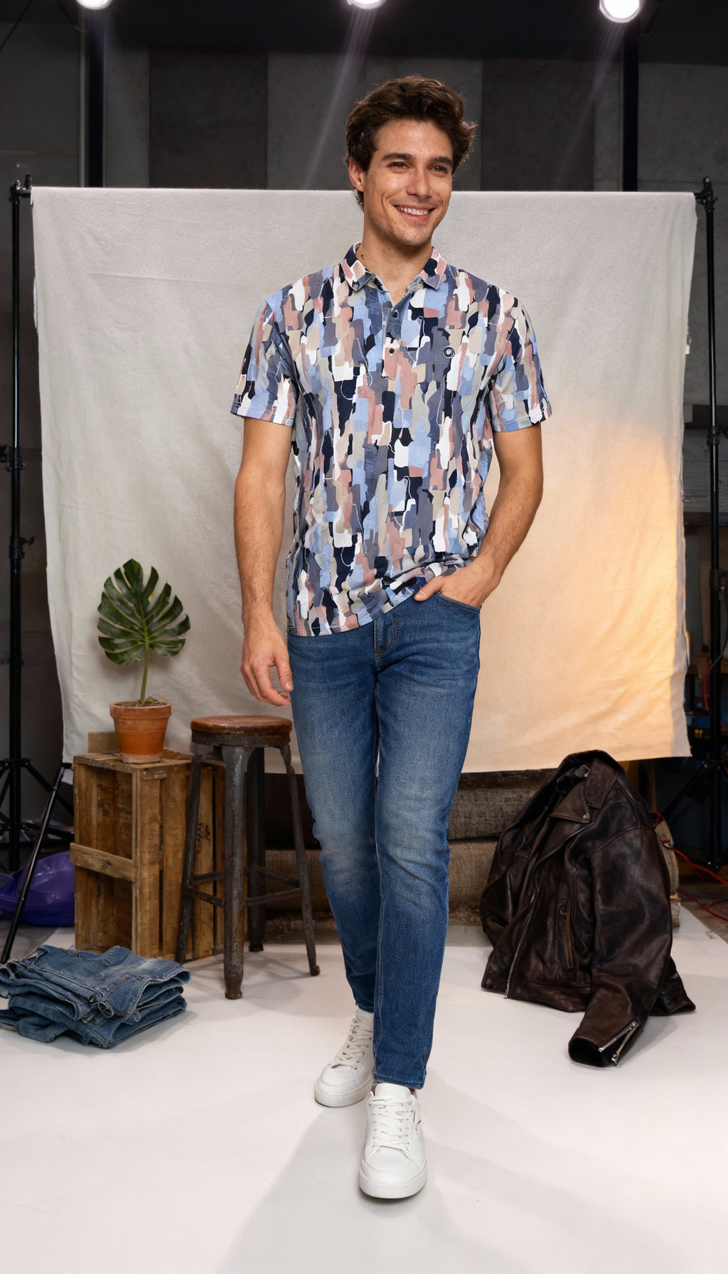 Fancy Printed Design Polo Men's T-Shirt