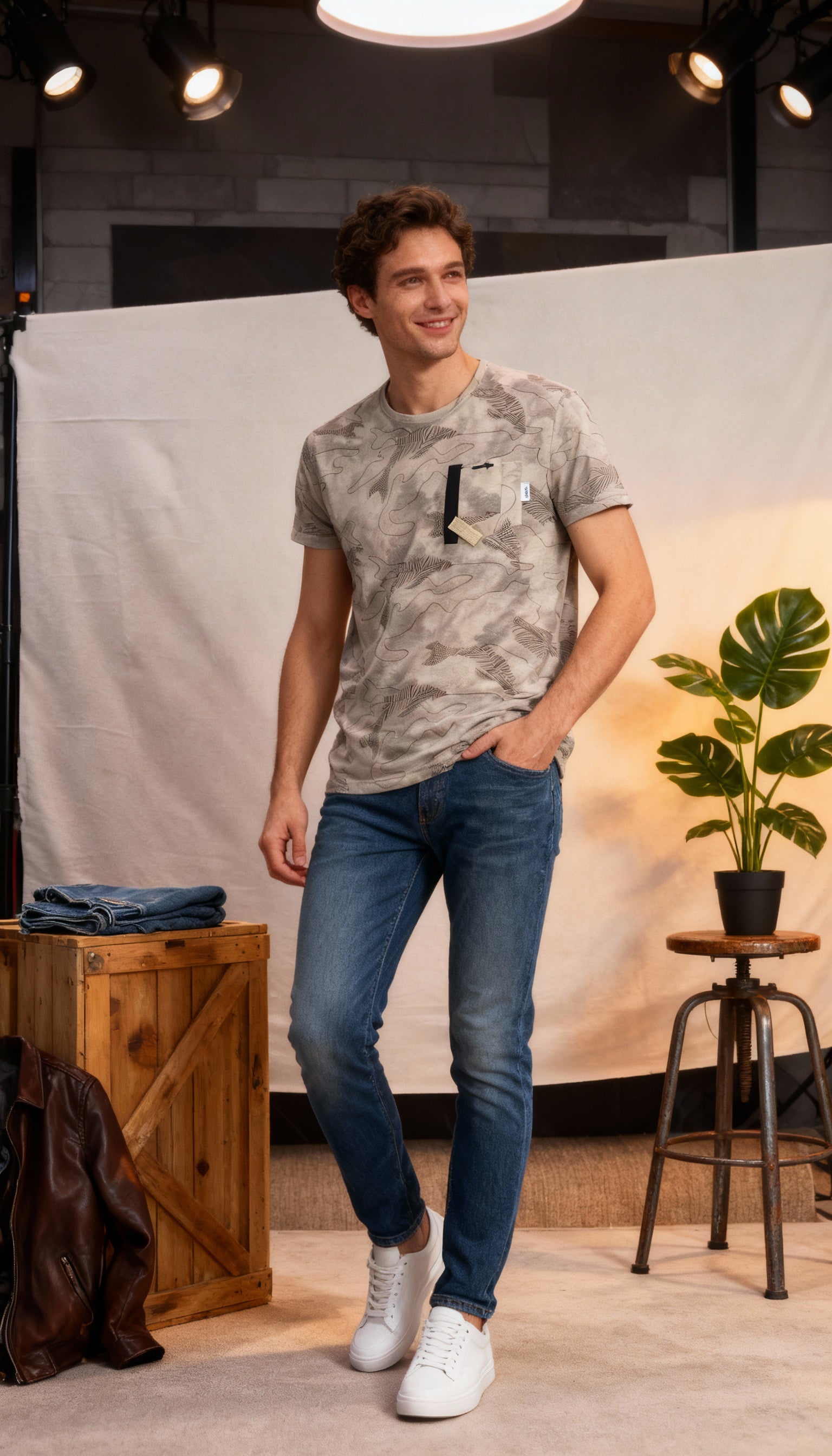 Self Printed Men's T-Shirt With Designed Pocket