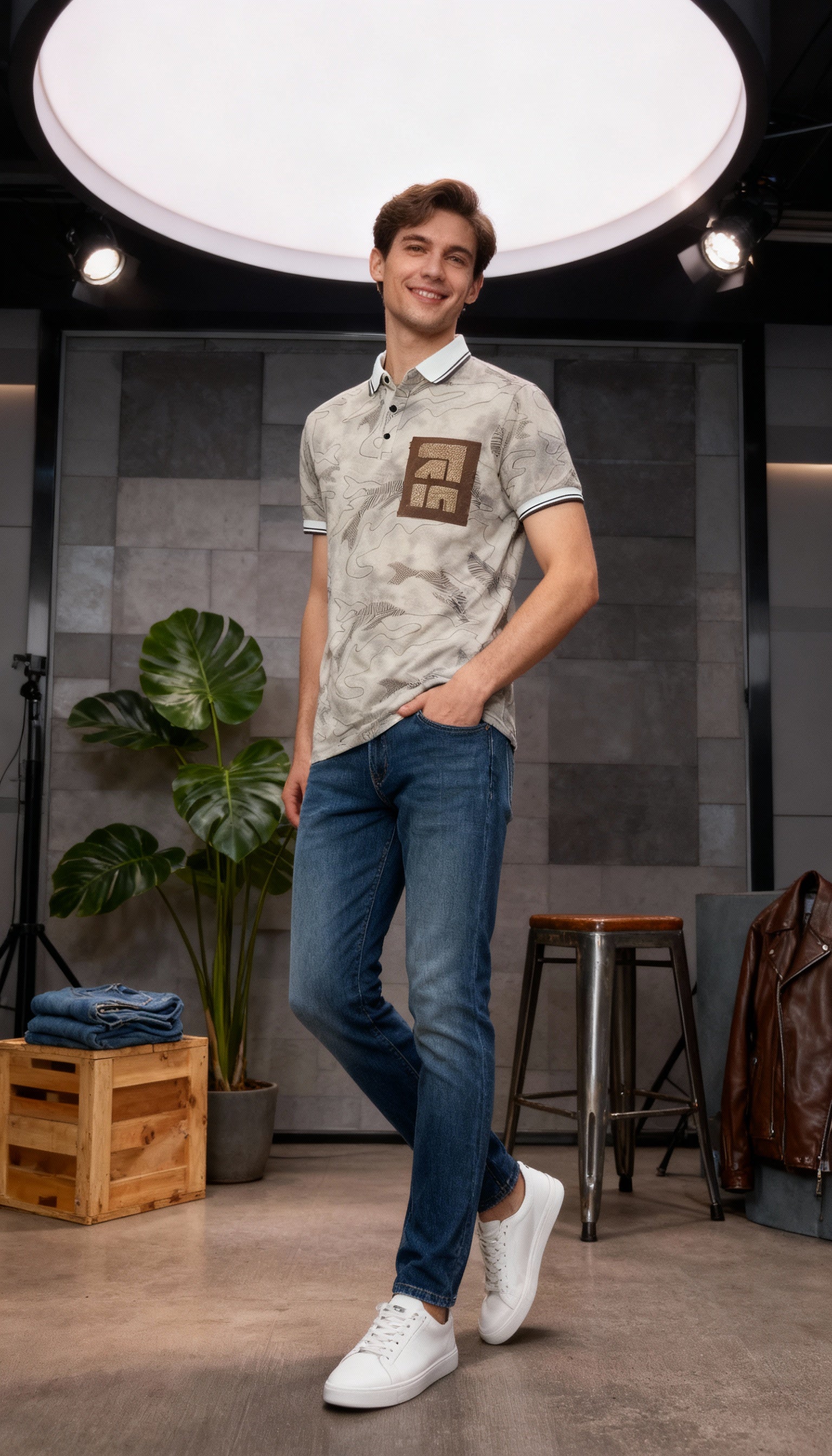 Self Printed Polo Men's T-Shirt With Designed Pocket