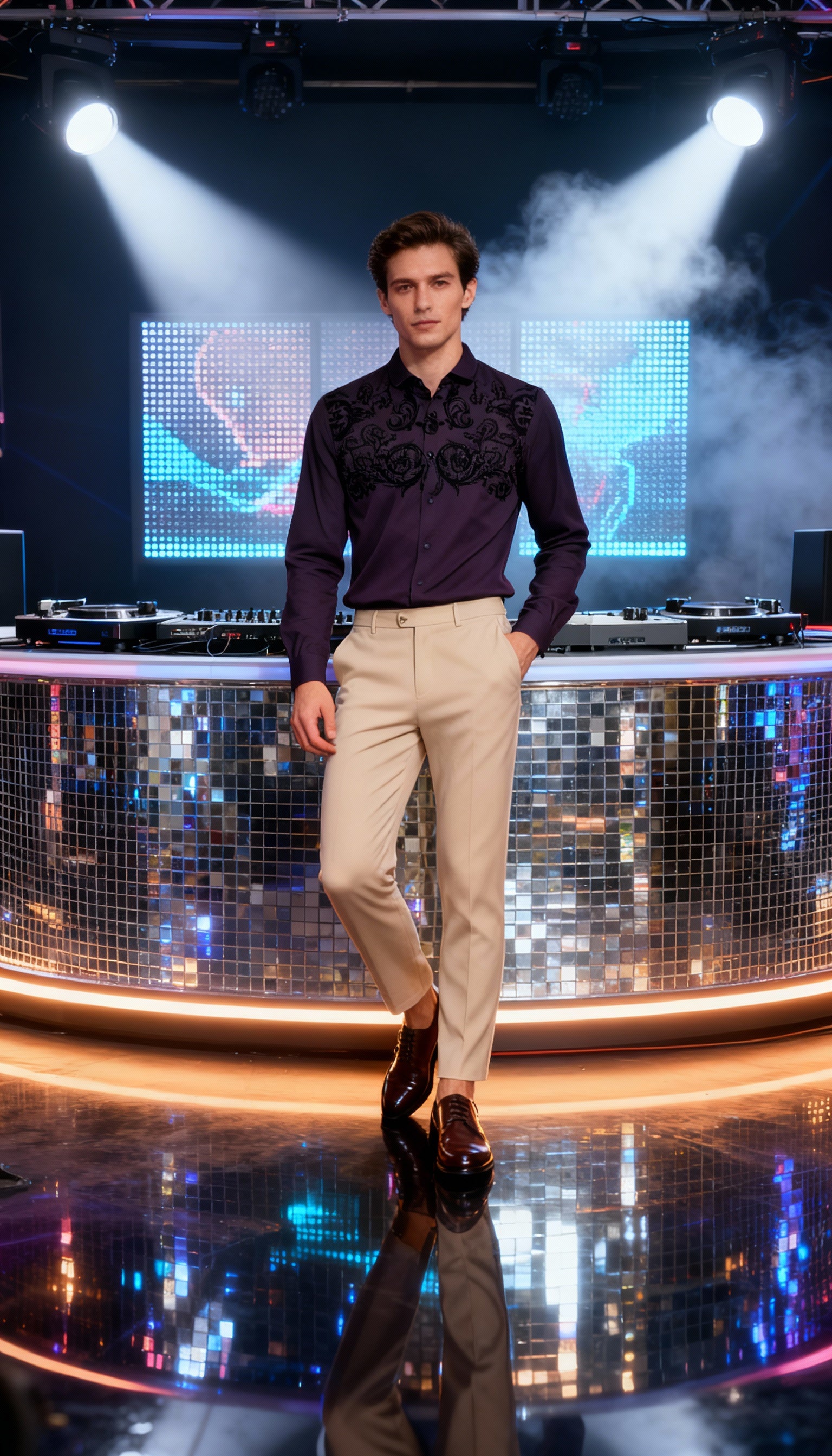 Self Design Premium Club Wear Sequin Men's Shirt