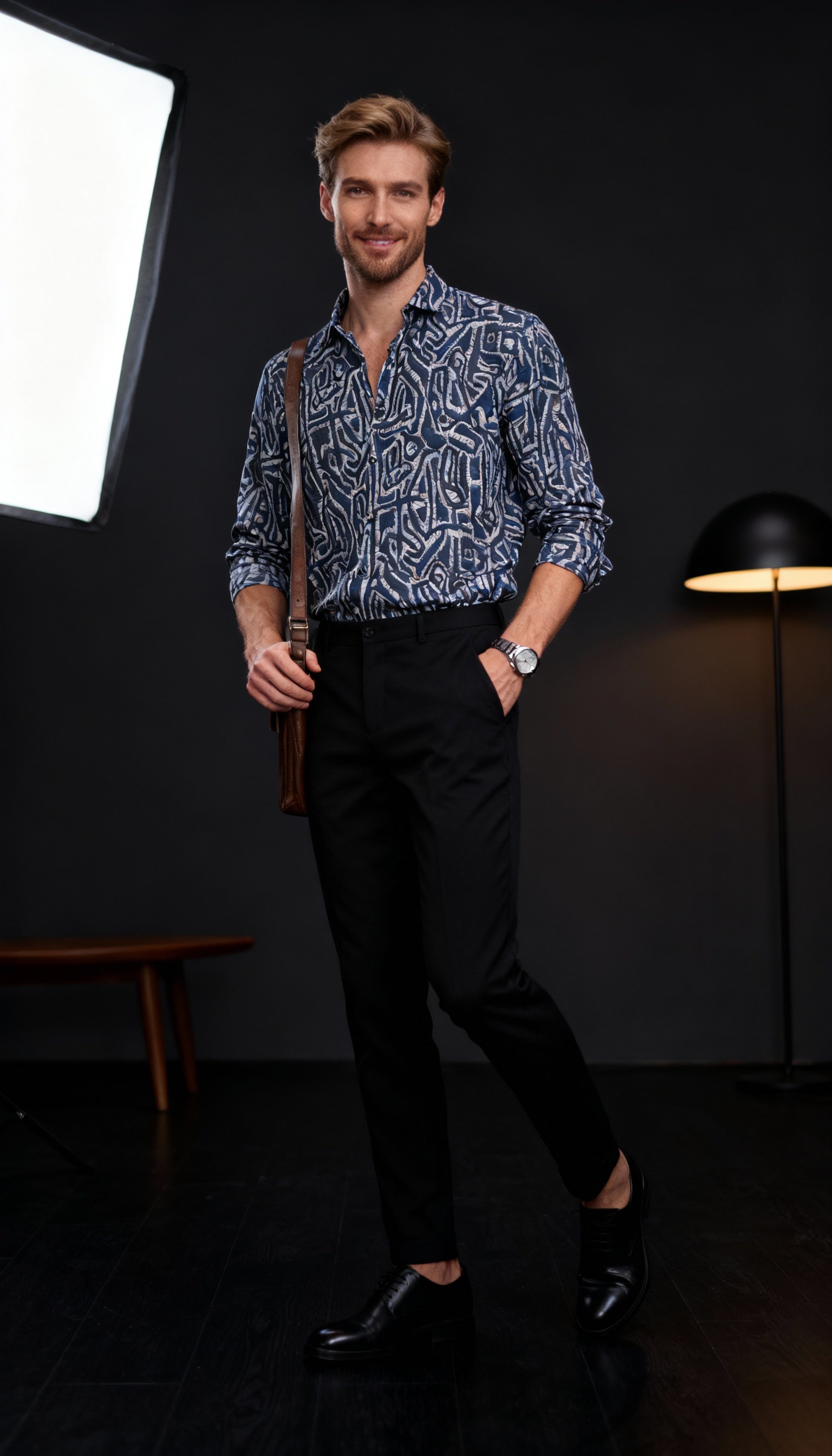 Fancy Self Printed Designer Party Wear Men's Shirt