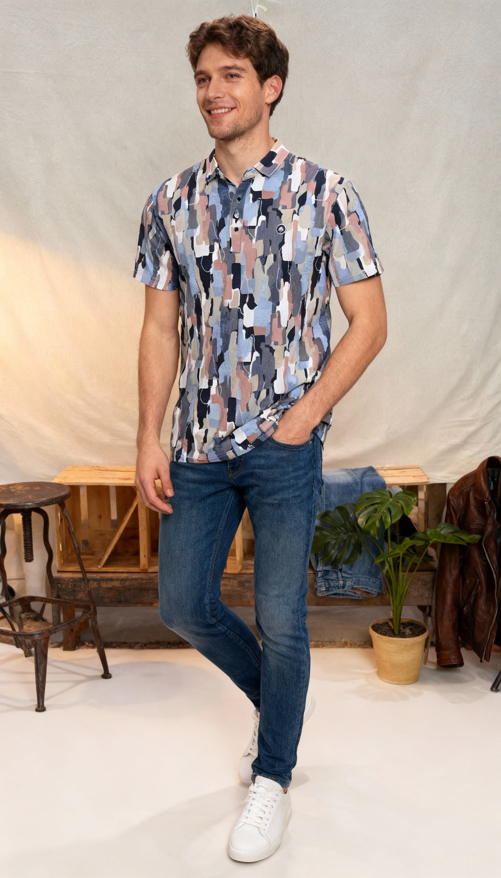 Fancy Printed Design Polo Men's T-Shirt