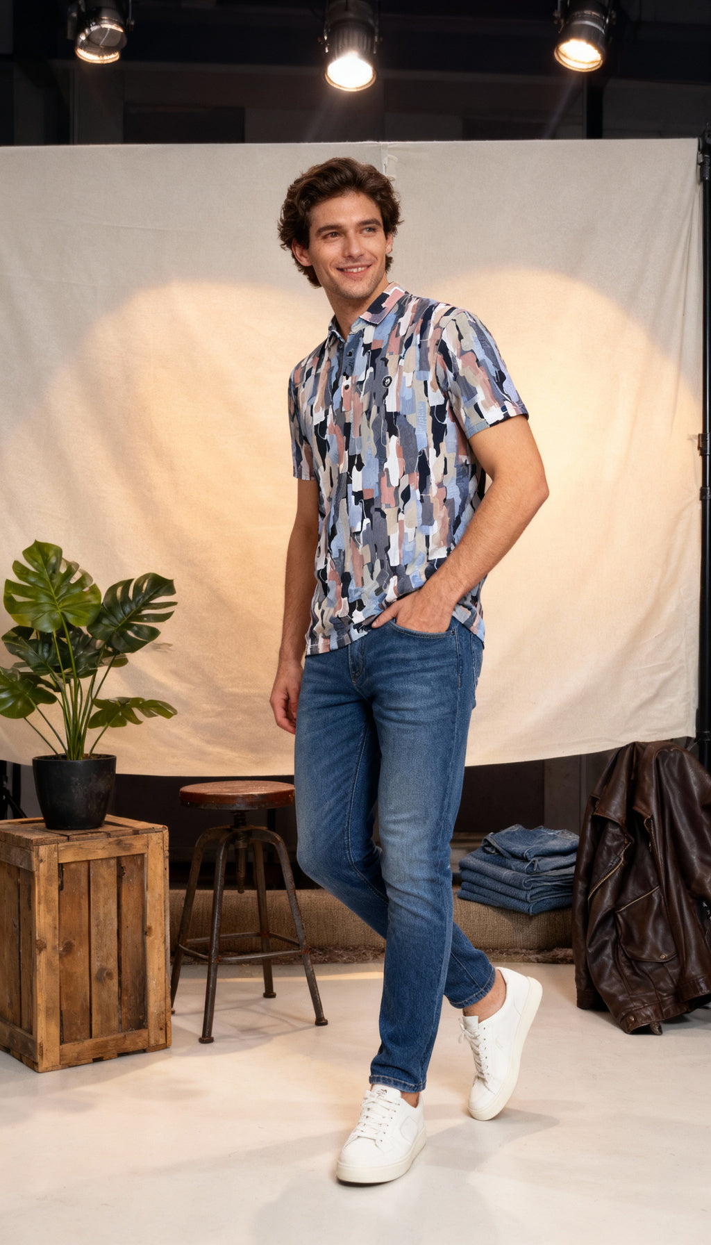 Fancy Printed Design Polo Men's T-Shirt