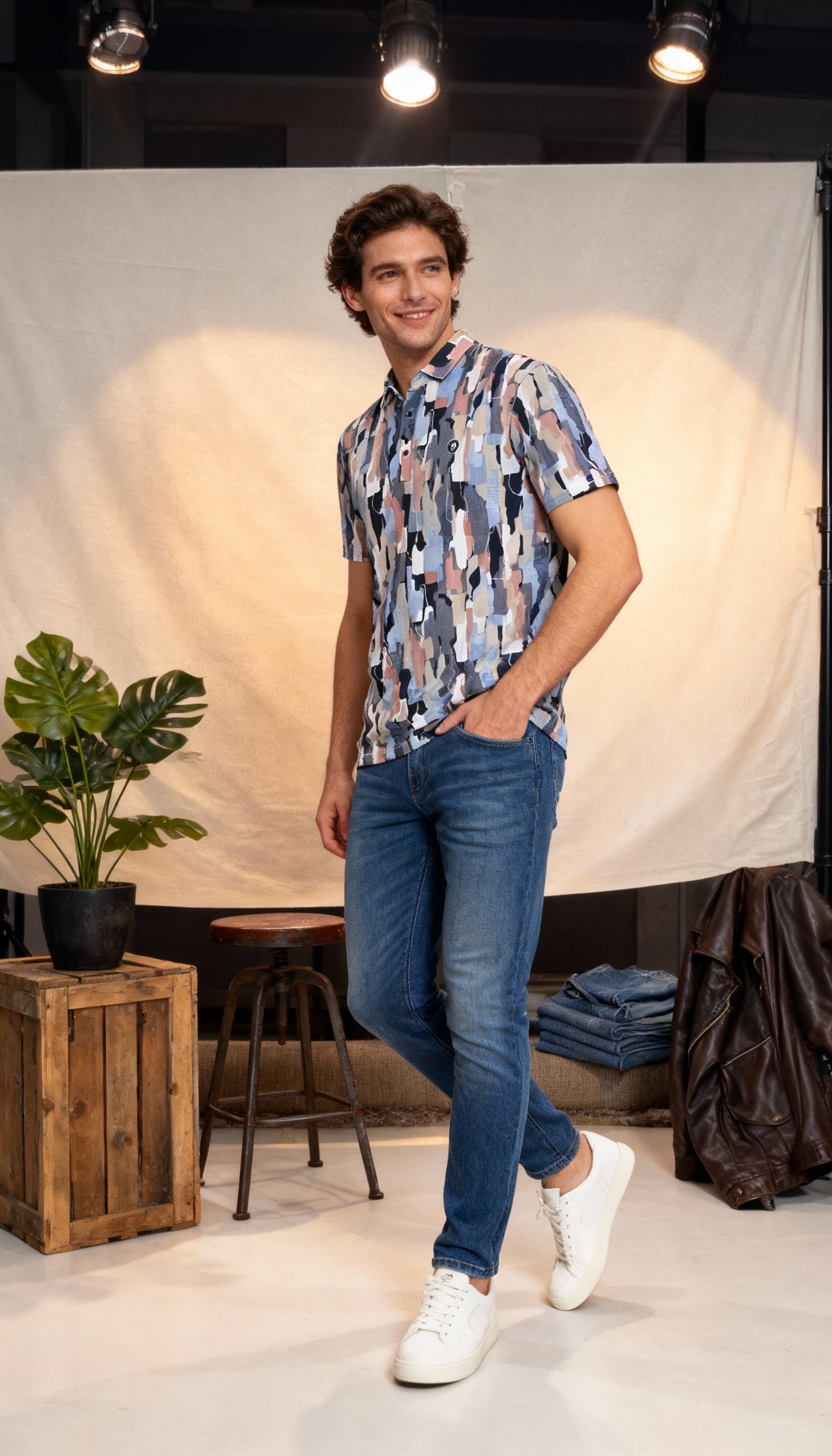 Fancy Printed Design Polo Men's T-Shirt