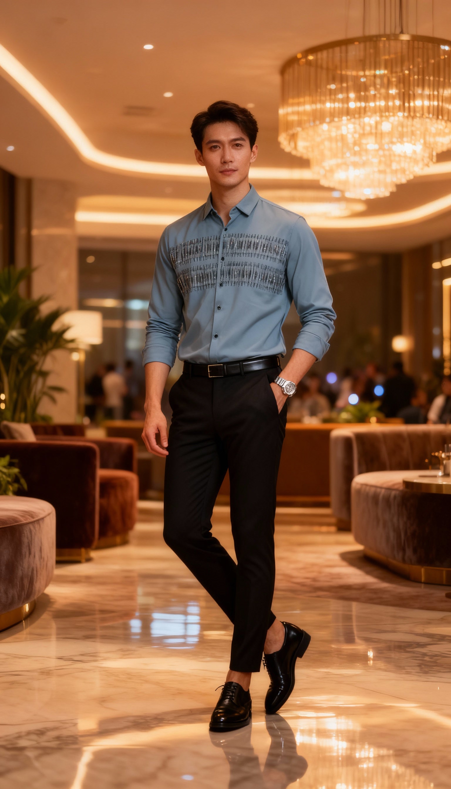 Self Design Premium Club Wear Sequin Men's Shirt