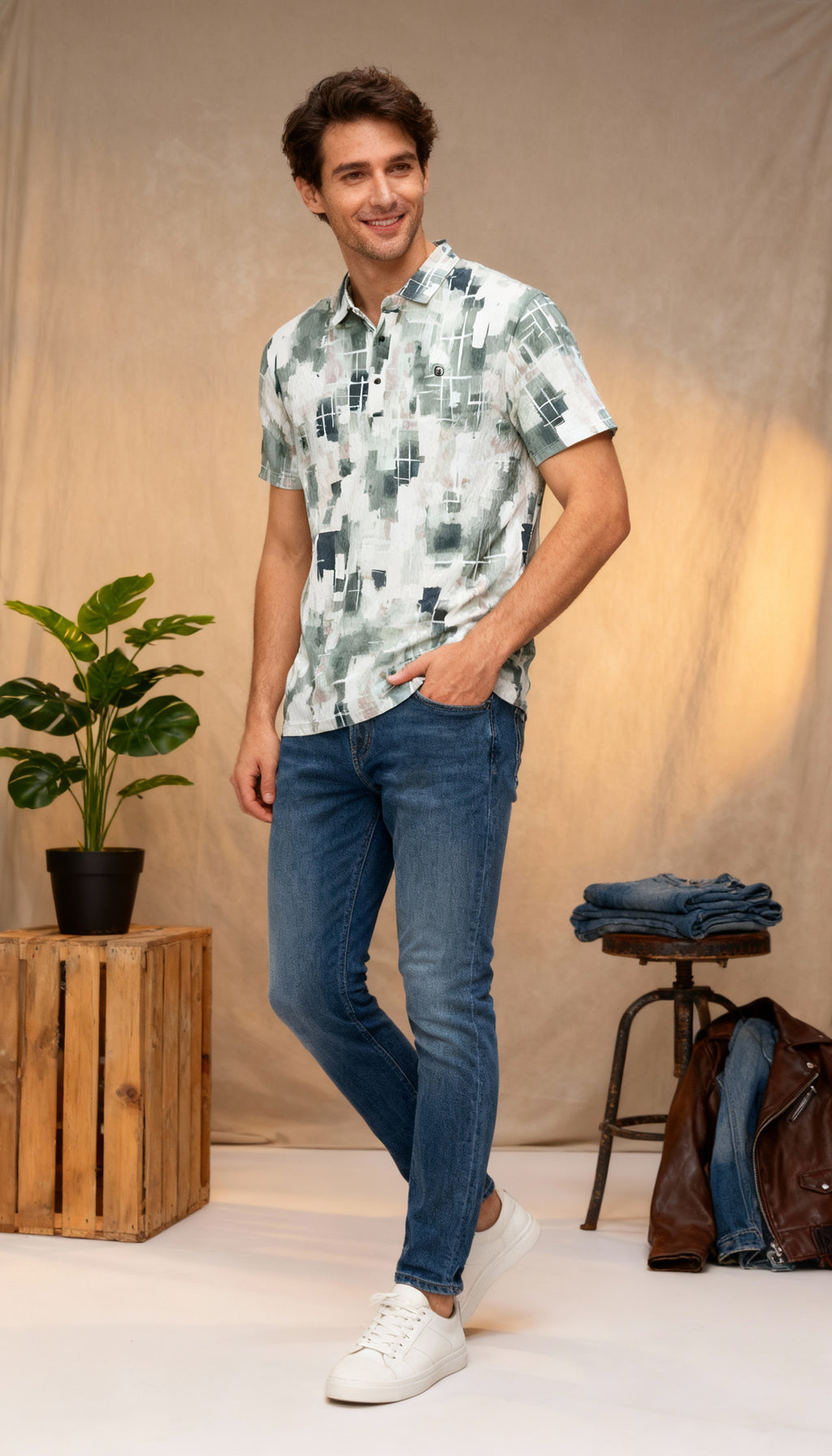 Fancy Printed Design Polo Men's T-Shirt