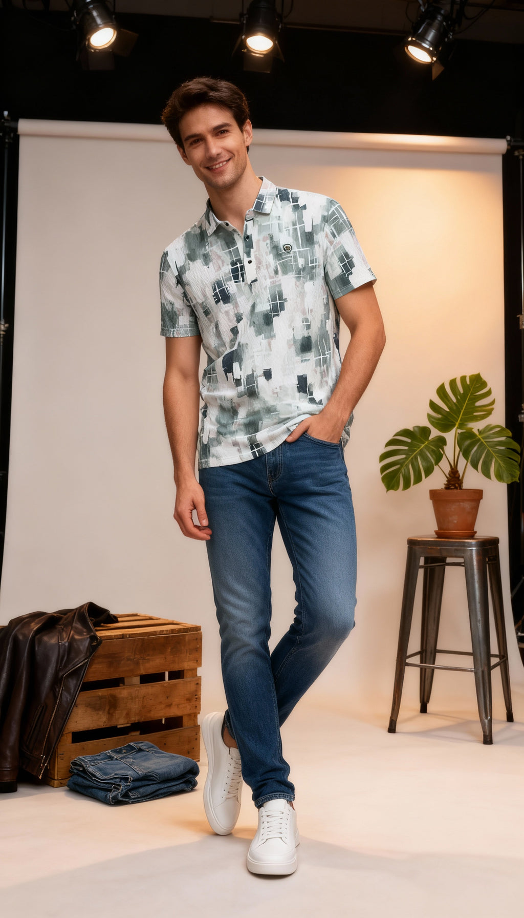 Fancy Printed Design Polo Men's T-Shirt