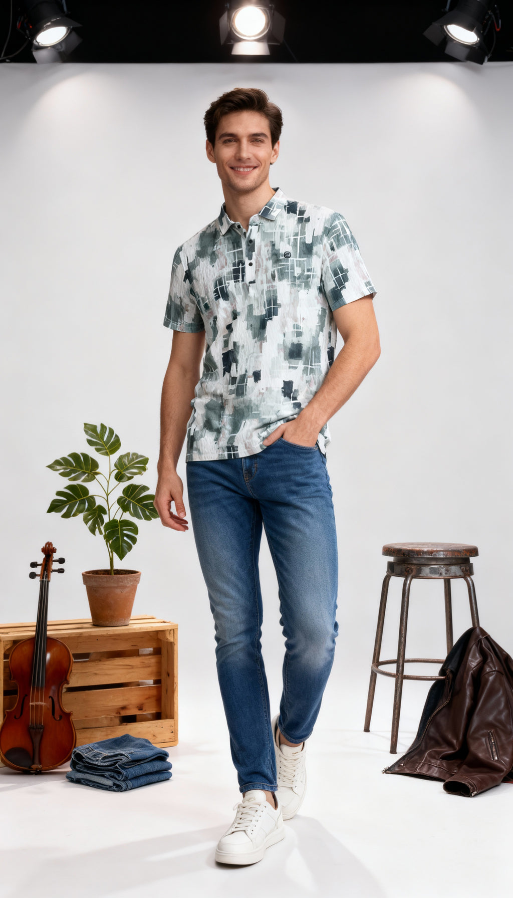 Fancy Printed Design Polo Men's T-Shirt