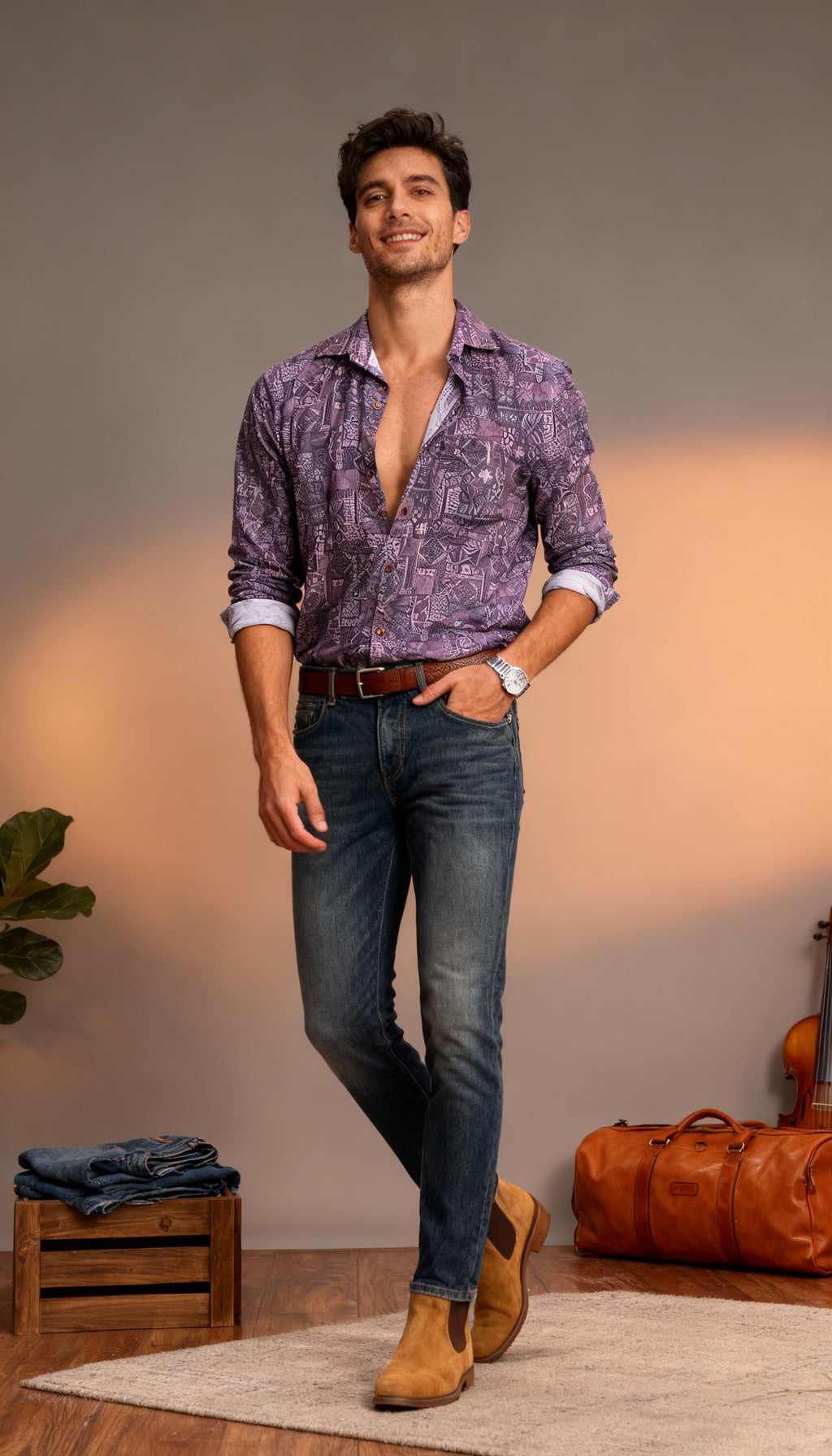 Self Printed Design Men's Shirt