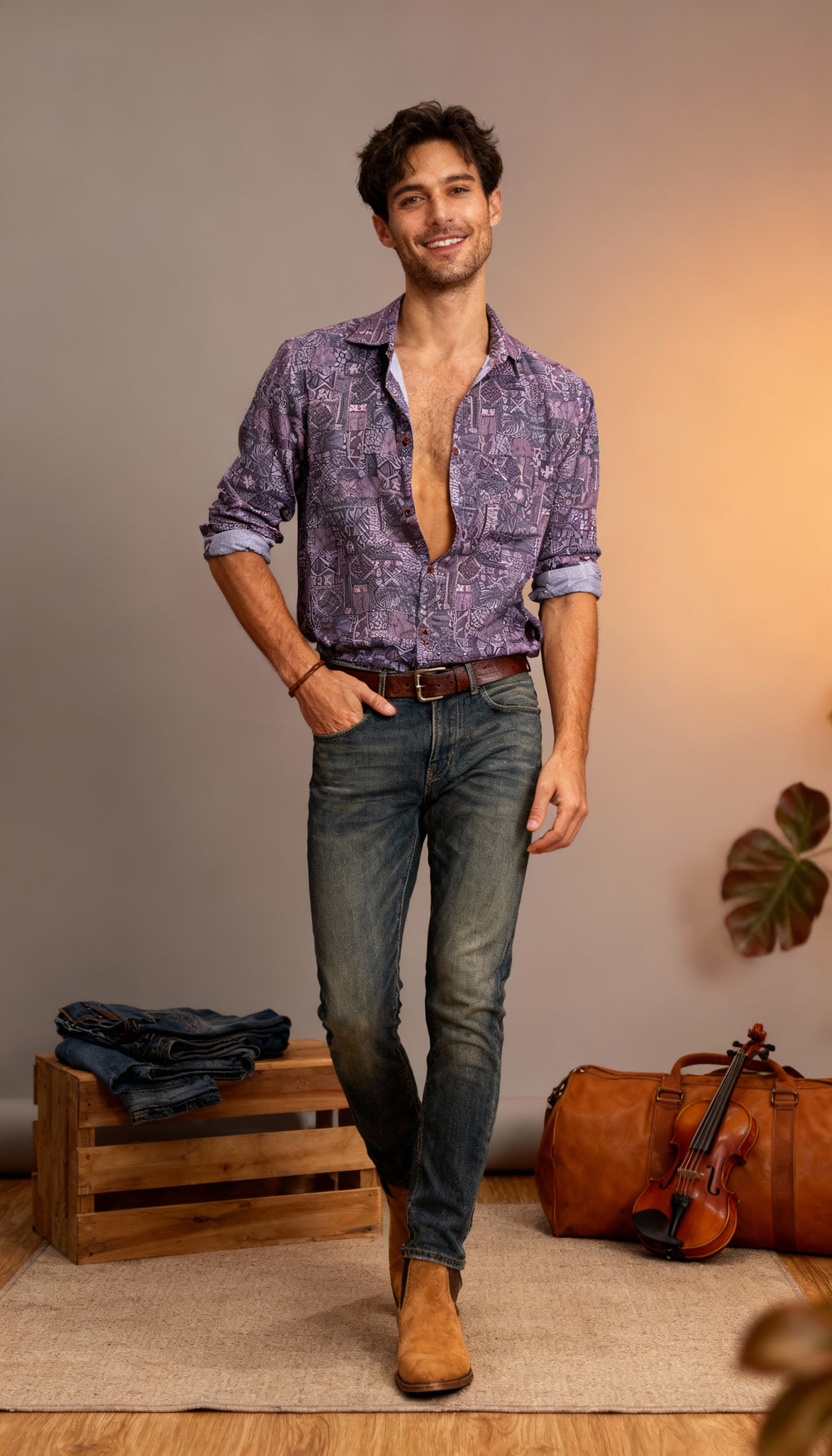 Self Printed Design Men's Shirt