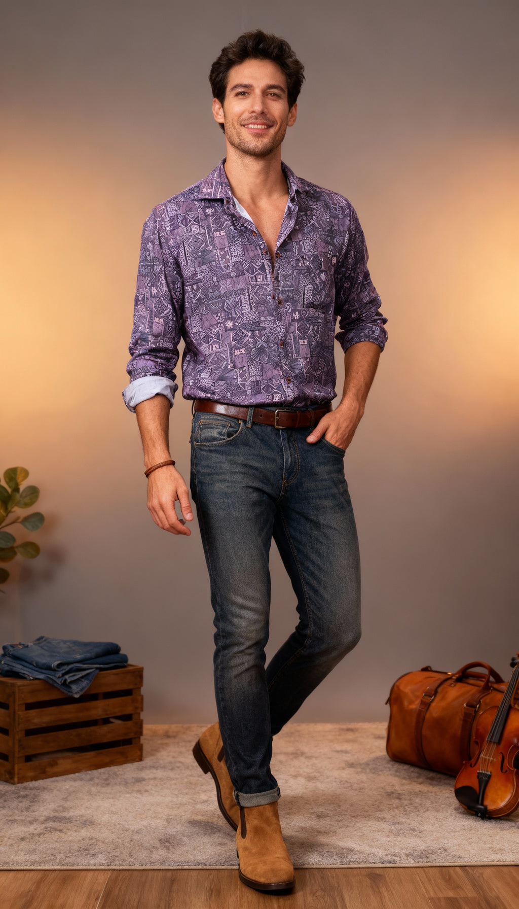 Self Printed Design Men's Shirt