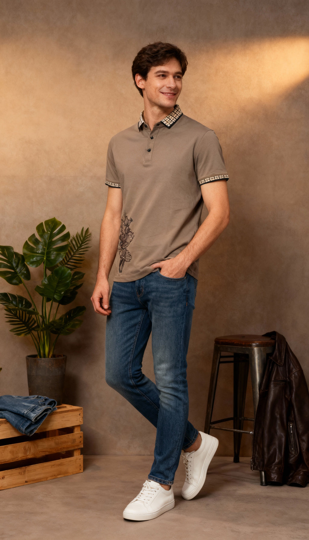 Self Printed Polo Men's T-Shirt