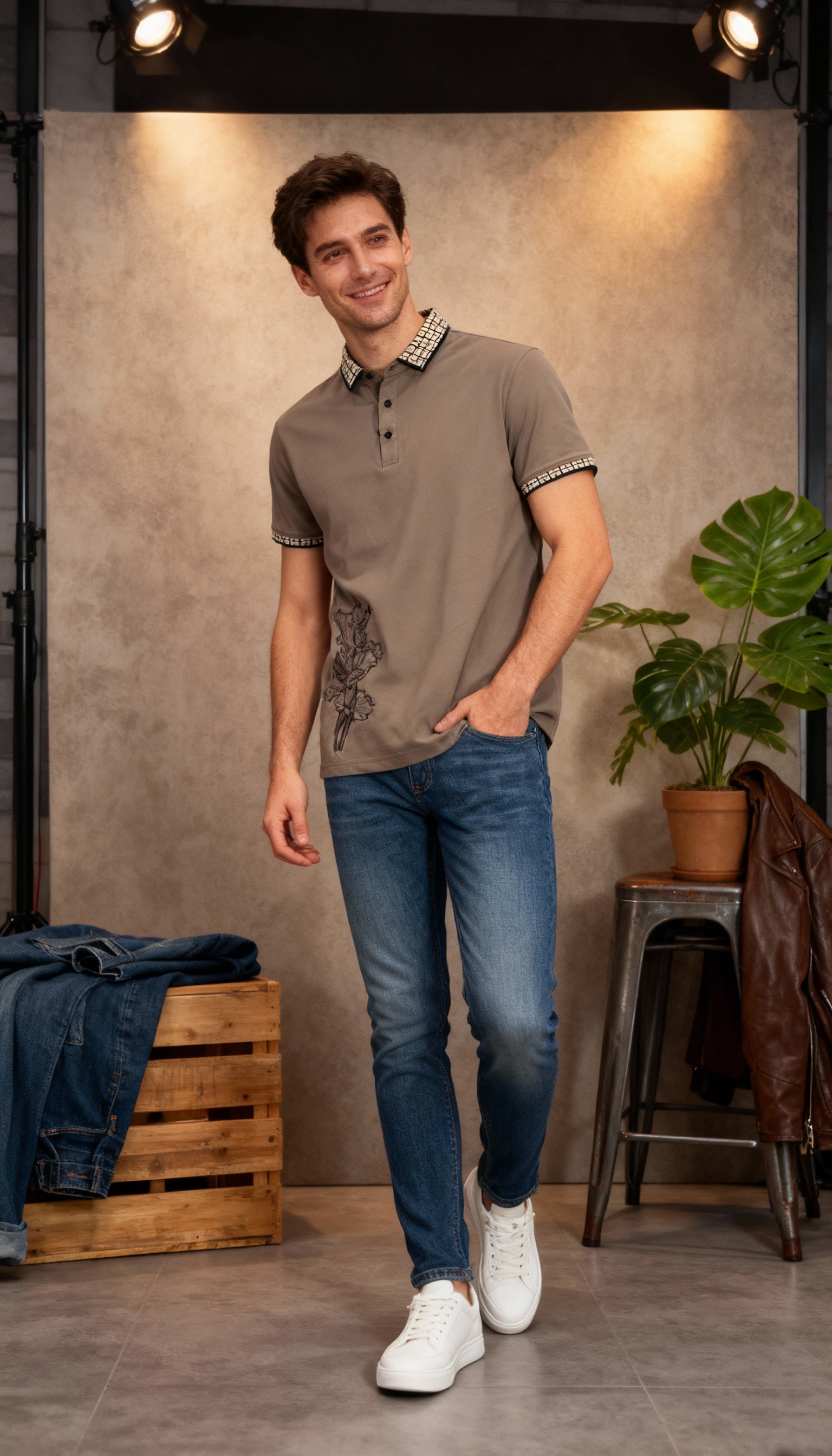 Self Printed Polo Men's T-Shirt