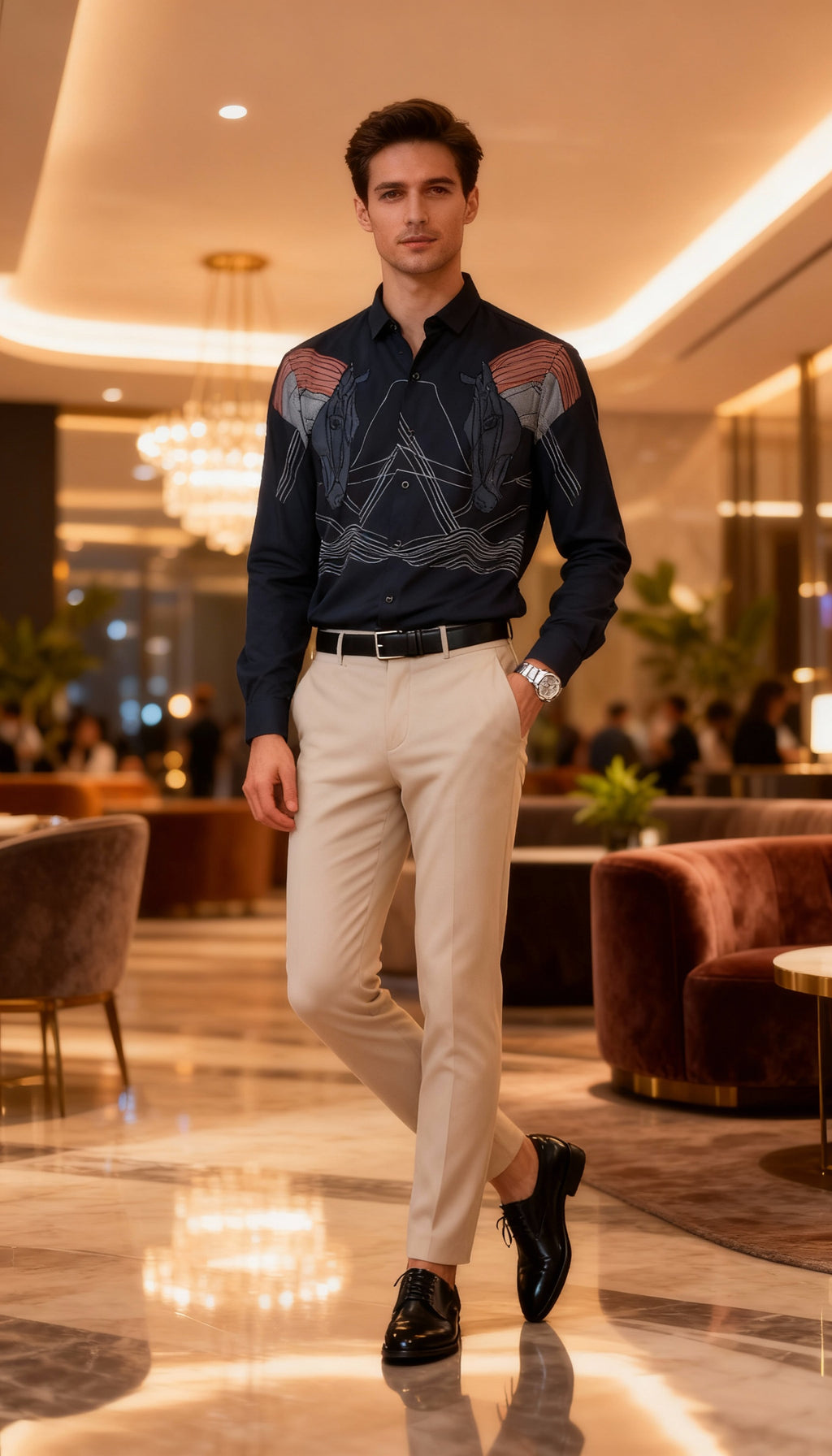 Self Design Premium Club Wear Sequin Men's Shirt