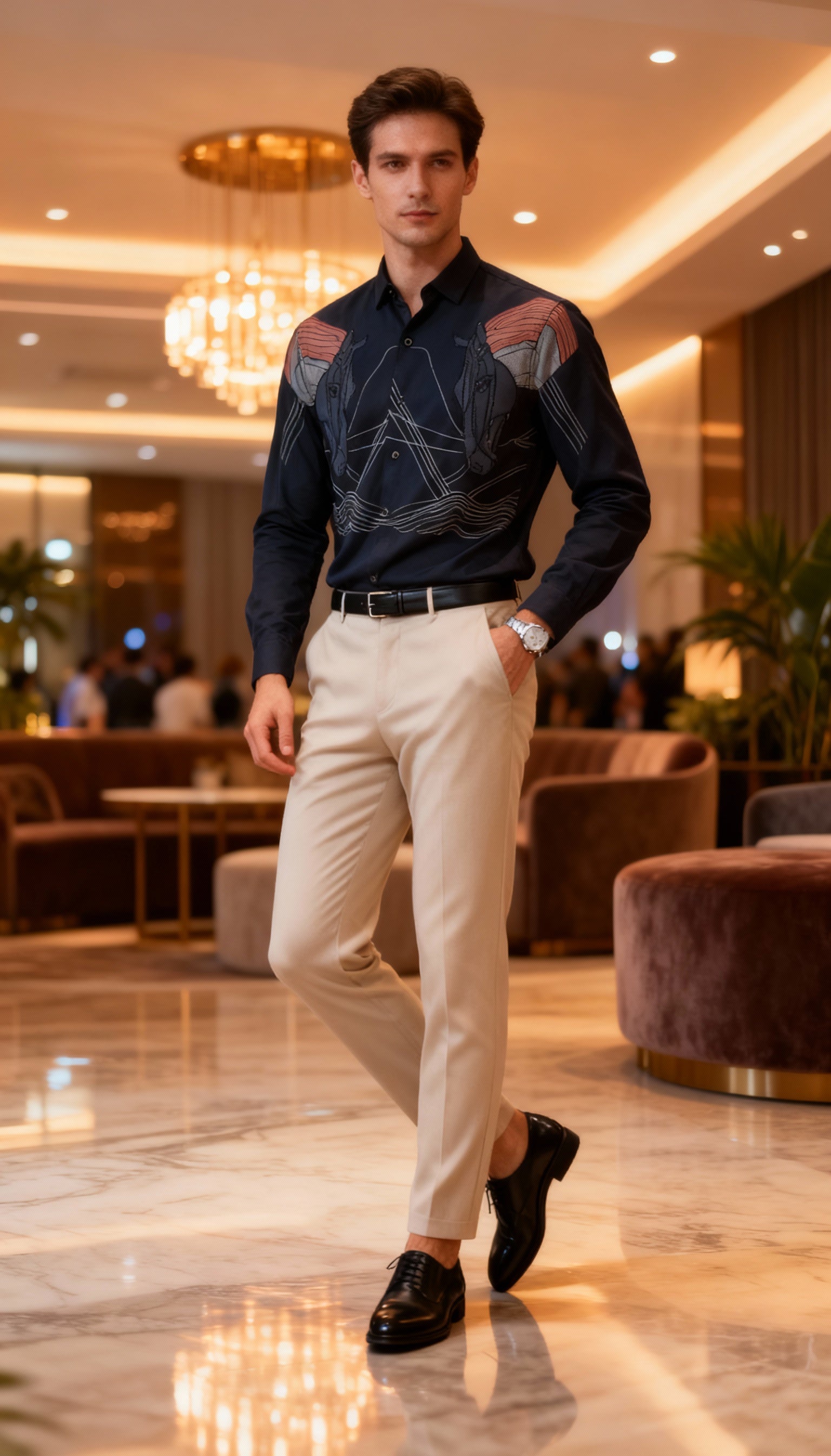 Self Design Premium Club Wear Sequin Men's Shirt