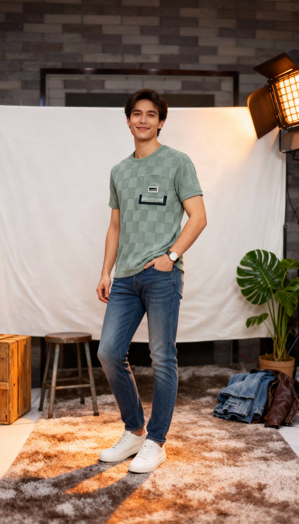 Self Printed Men's T-Shirt  With Designed Pocket