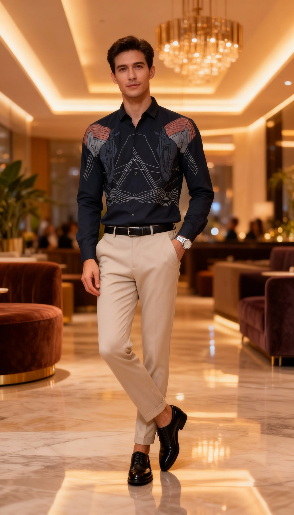 Self Design Premium Club Wear Sequin Men's Shirt