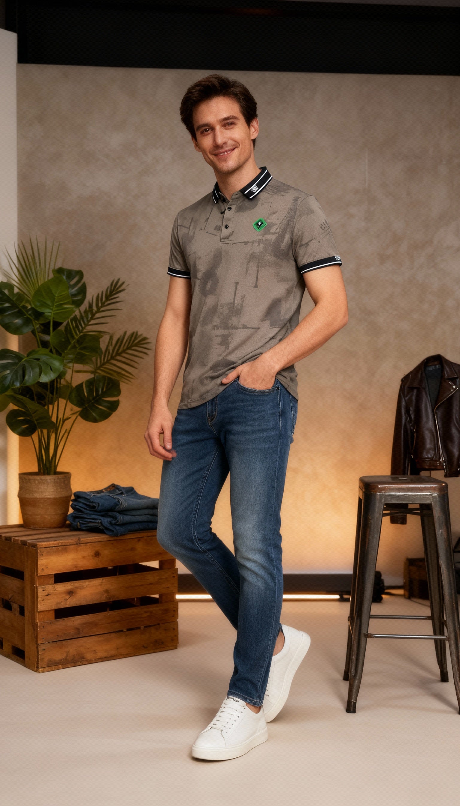 Self Printed Polo Men's T-Shirt