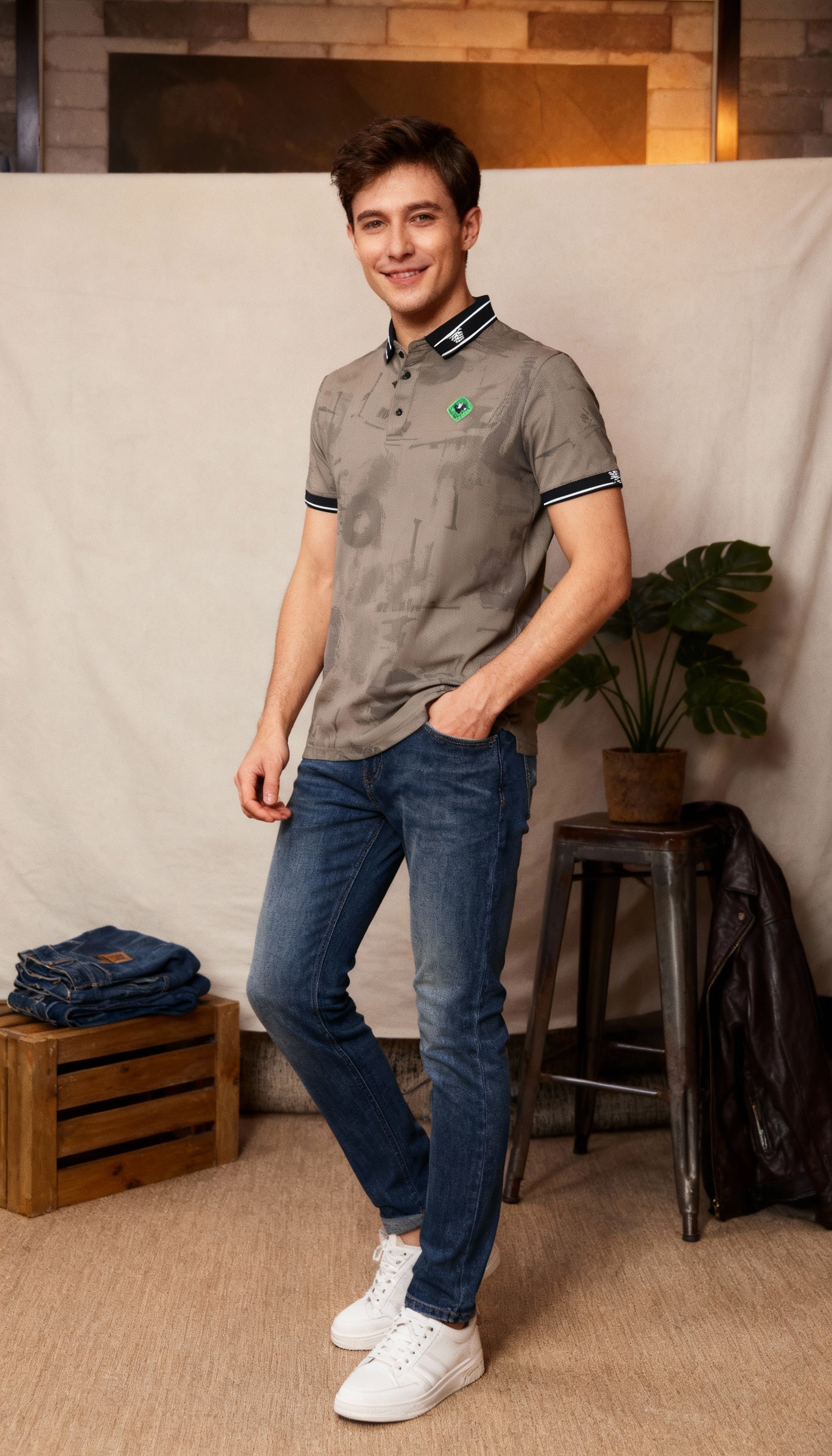 Self Printed Polo Men's T-Shirt