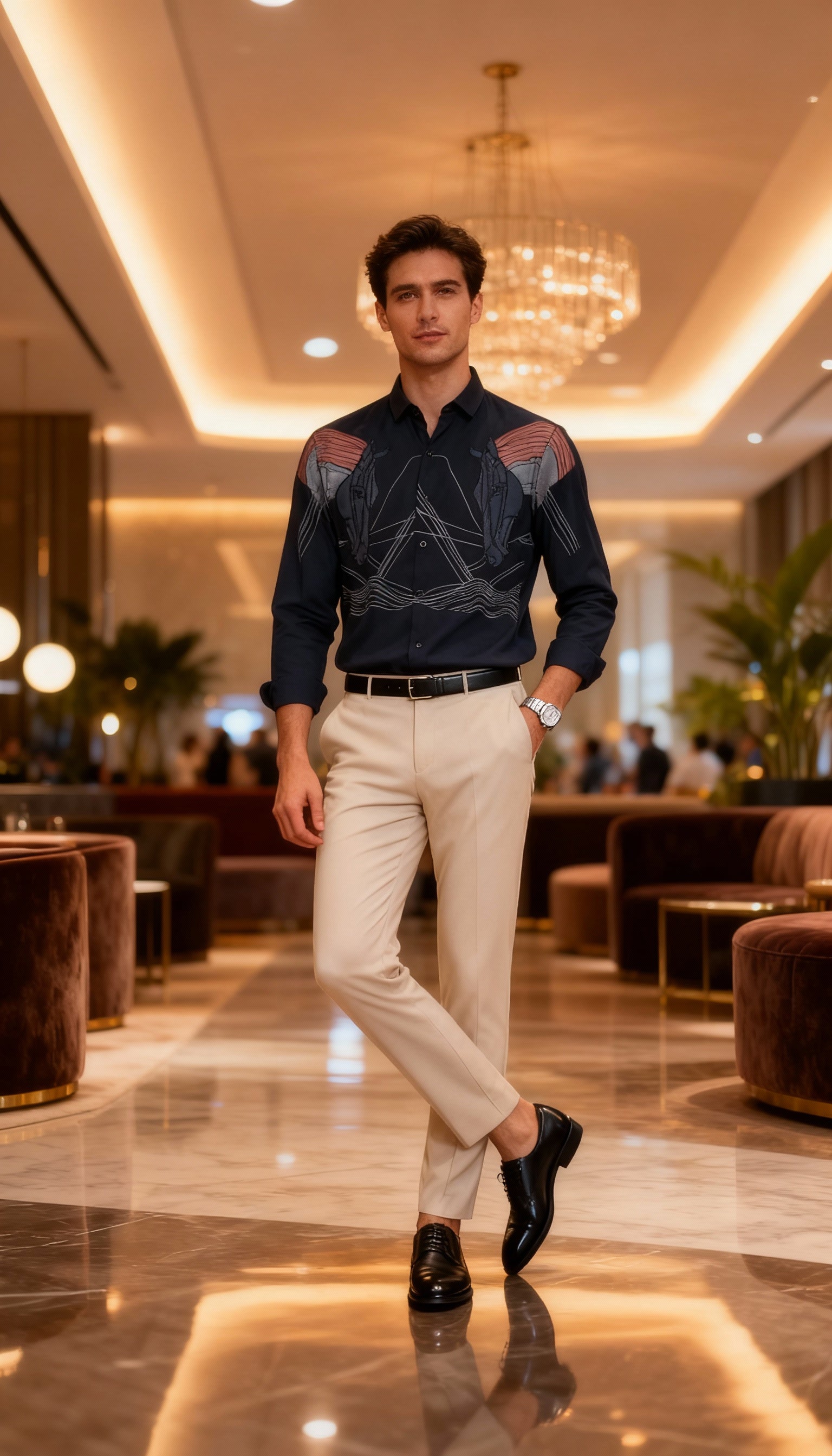 Self Design Premium Club Wear Sequin Men's Shirt