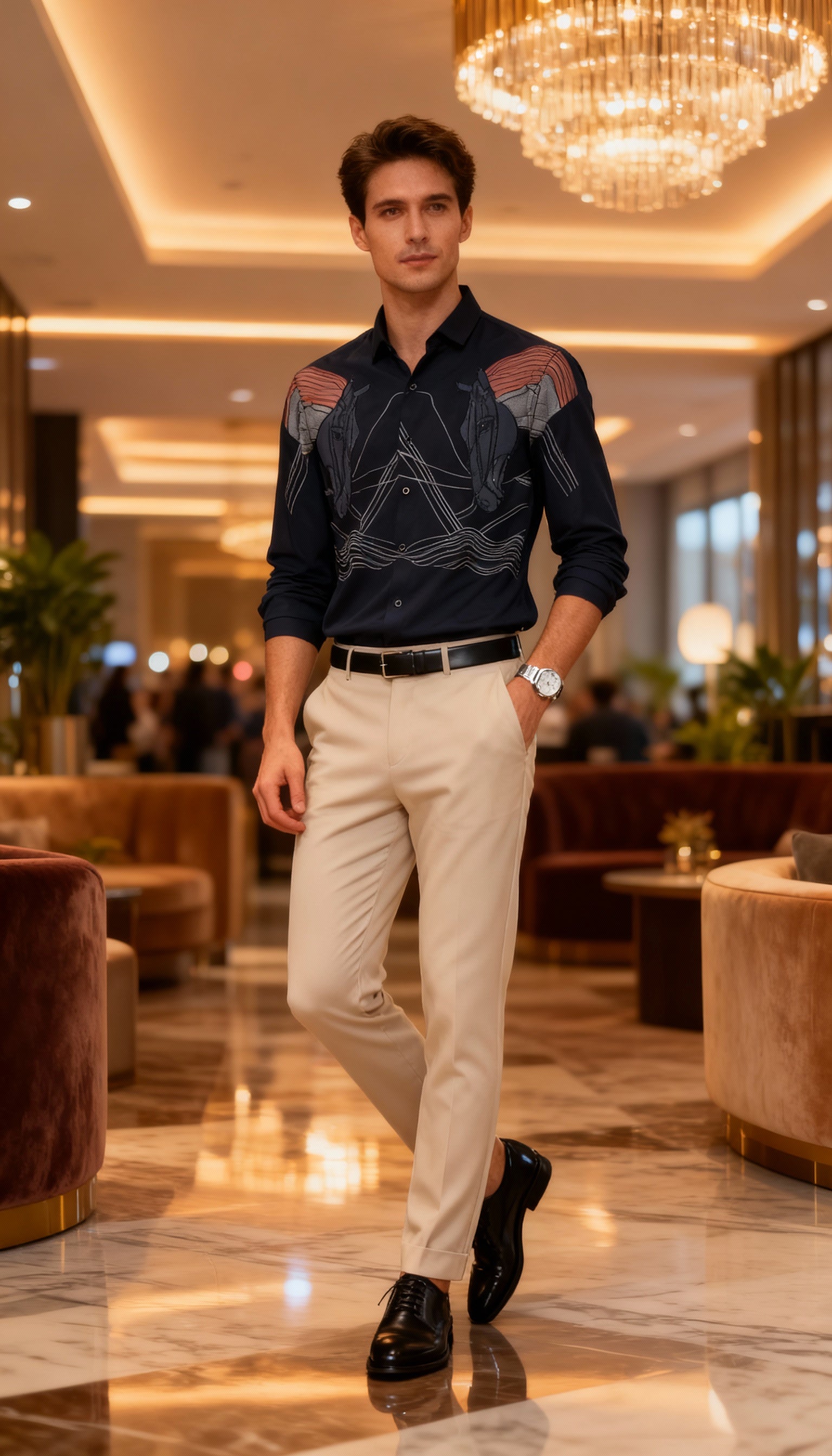 Self Design Premium Club Wear Sequin Men's Shirt